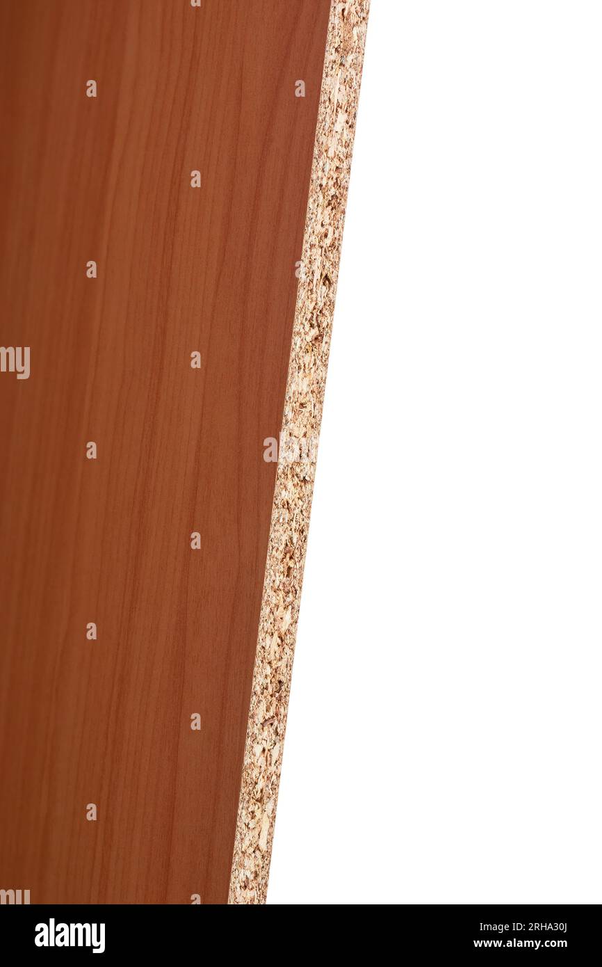 panneaux de particules plaqués ou panneaux de particules isolés, matériau couramment utilisé dans la fabrication de meubles et de design d'intérieur, fabriqué à partir de particules de bois, copeaux Banque D'Images