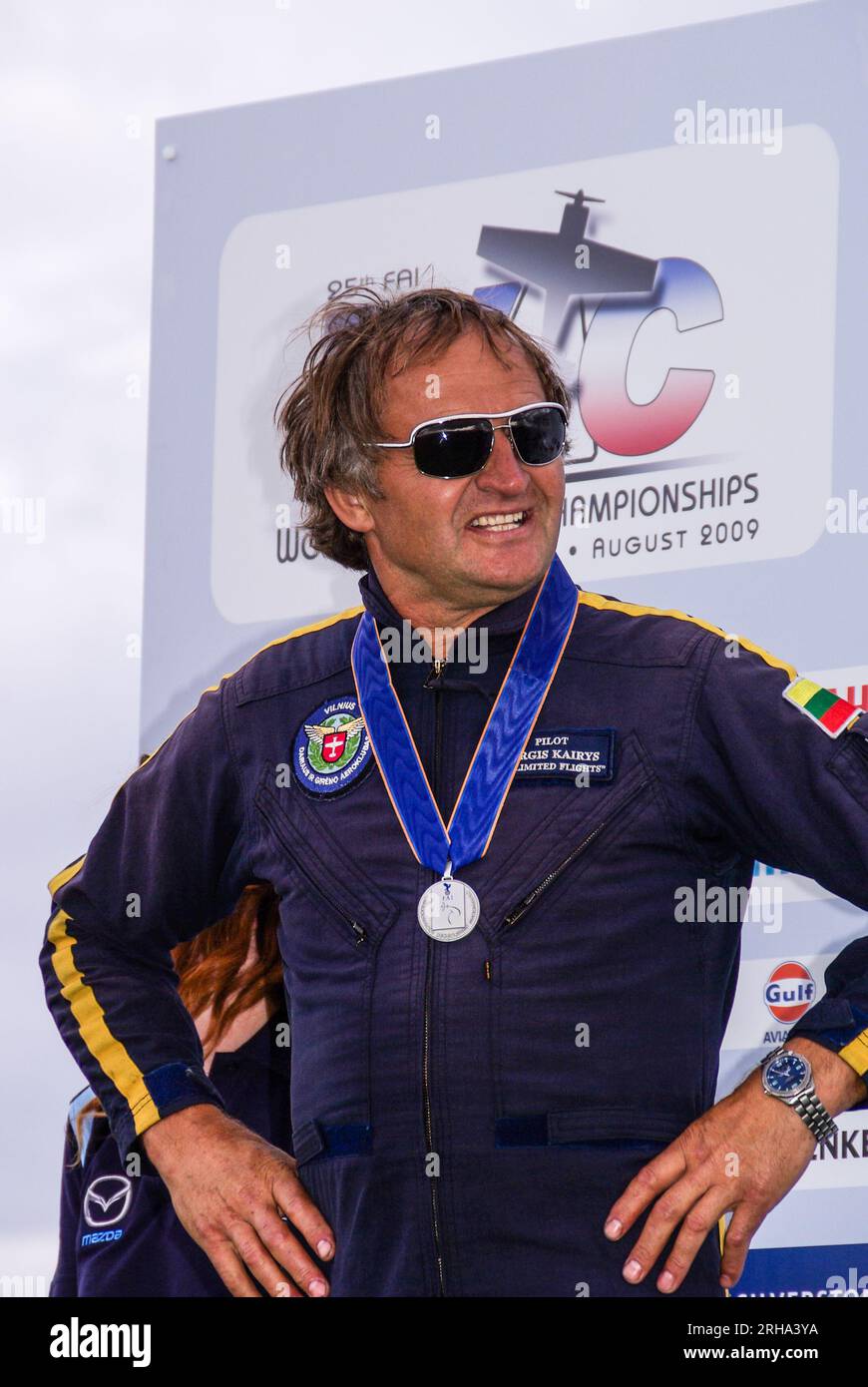 Jurgis Kairys, pilote de voltige et ingénieur aéronautique lituanien. Il a remporté de nombreux prix en acrobatie mondiale. Médaillé aux Championnats du monde Banque D'Images