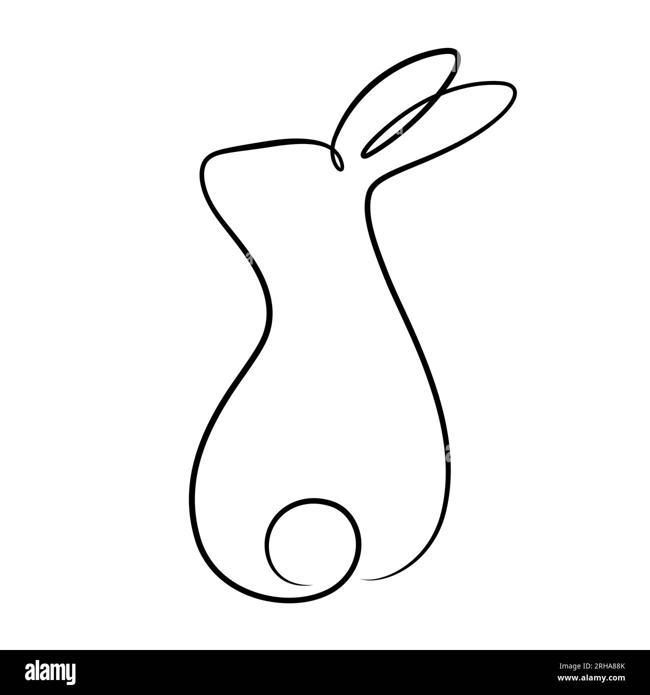 dessin de ligne continue du style calligraphique de lapin pour pâques, festival de mi-automne, logo, décoratif, etc Illustration de Vecteur