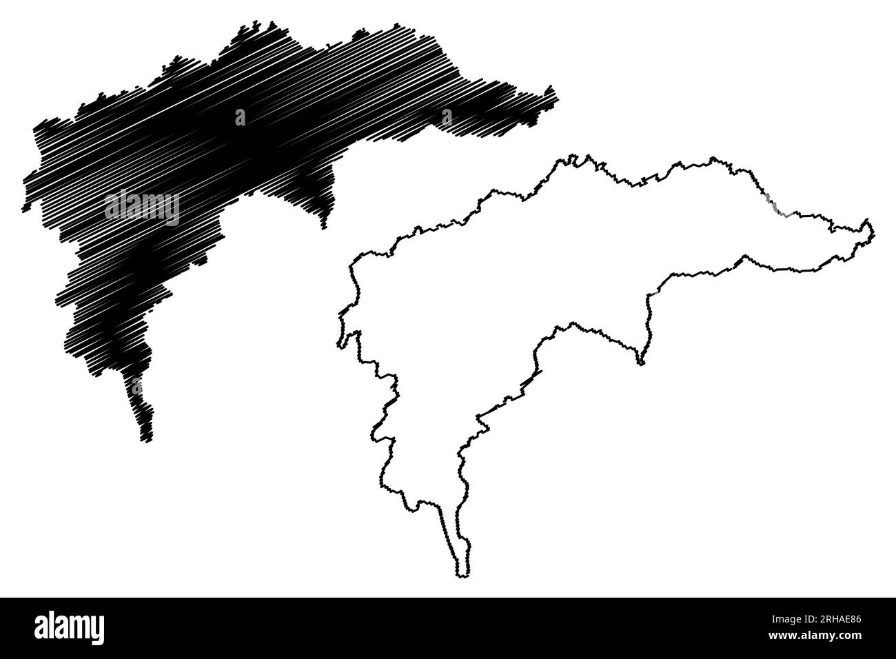 Municipalité de Sao Domingos do Norte (État d'Espírito Santo, Municipalités du Brésil, République fédérative du Brésil) carte illustration vectorielle, scribble s Illustration de Vecteur