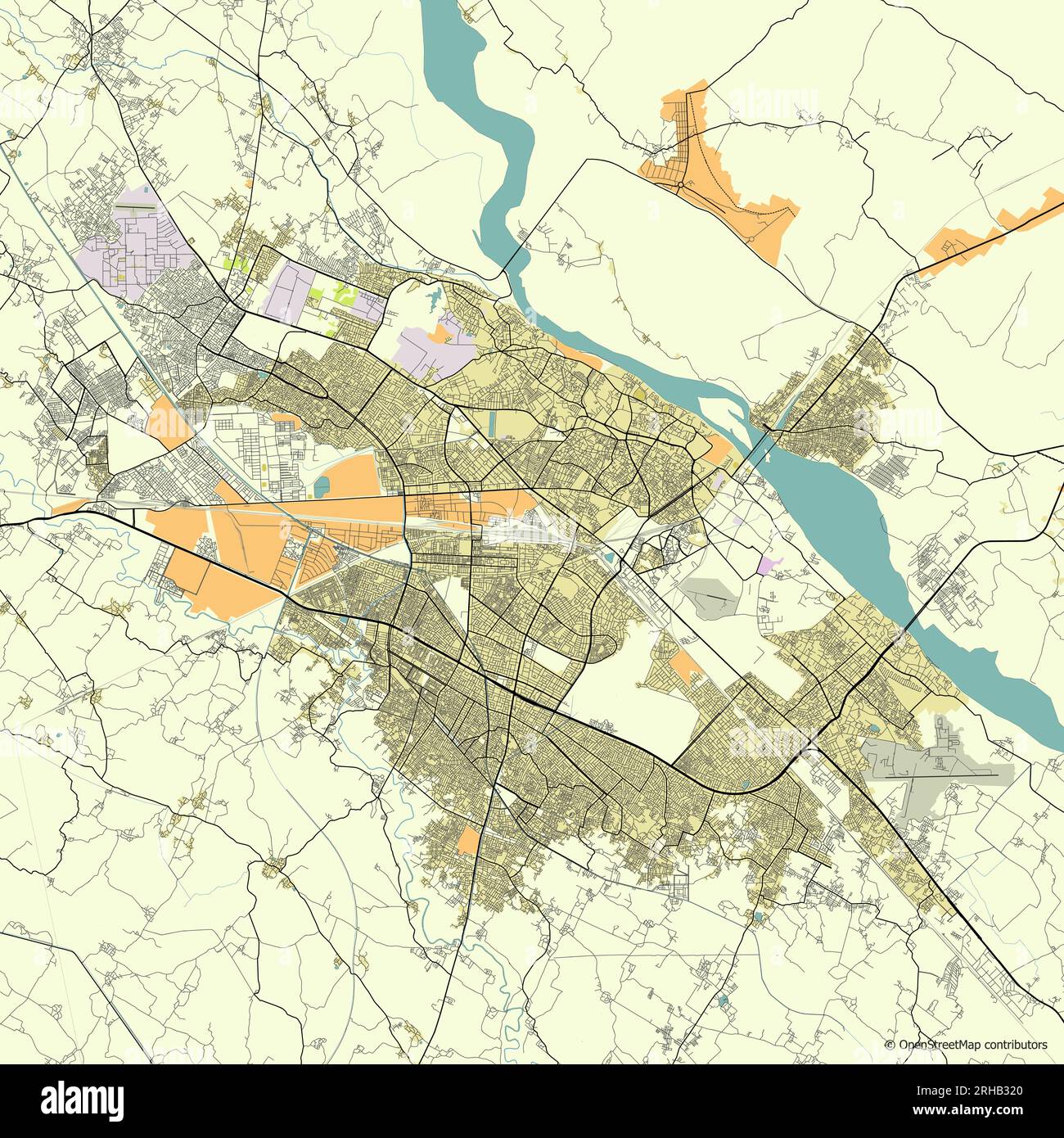 Carte vectorielle de Kanpur Uttar Pradesh, Inde Illustration de Vecteur