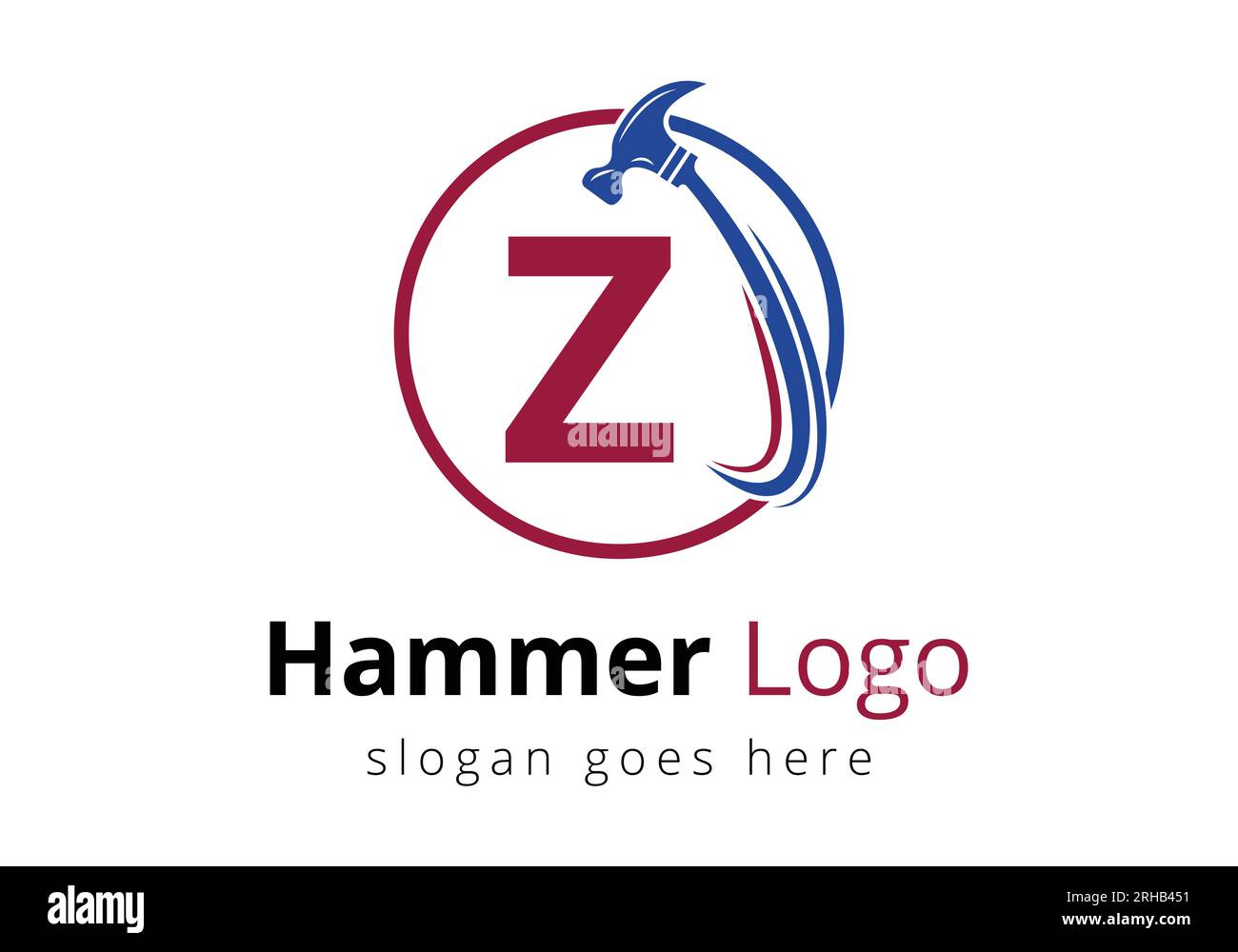 Concept de logo de marteau de lettre Z pour la construction, modèle de vecteur de symbole de réparation de société de bois. Logo vectoriel moderne pour les entreprises de construction, et c Illustration de Vecteur