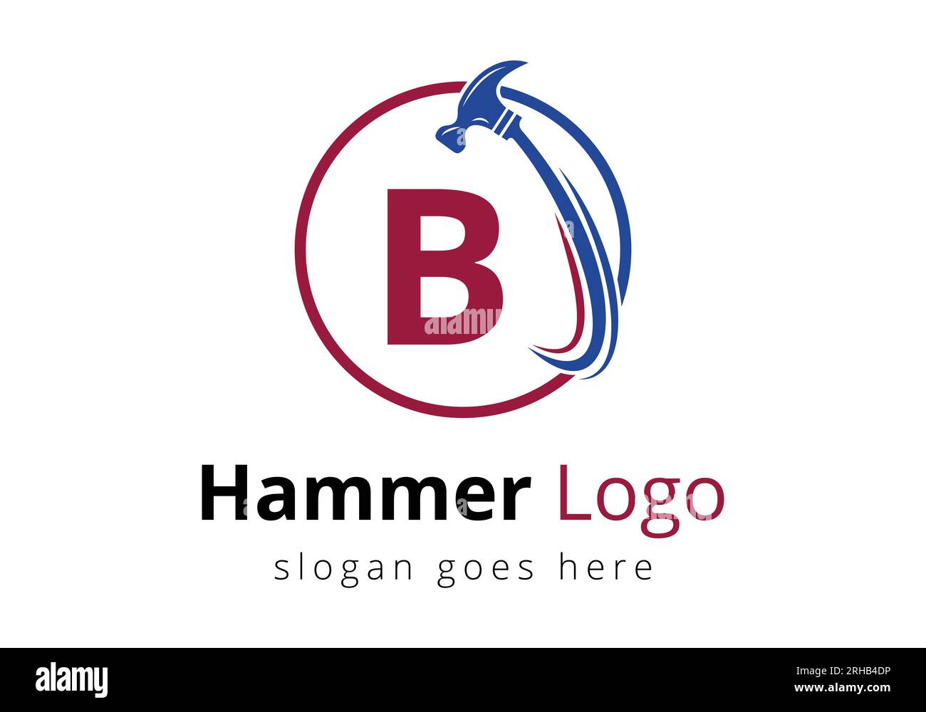 Concept de logo de marteau de lettre B pour la construction, modèle de vecteur de symbole de réparation de société de bois. Logo vectoriel moderne pour les entreprises de construction, et c Illustration de Vecteur