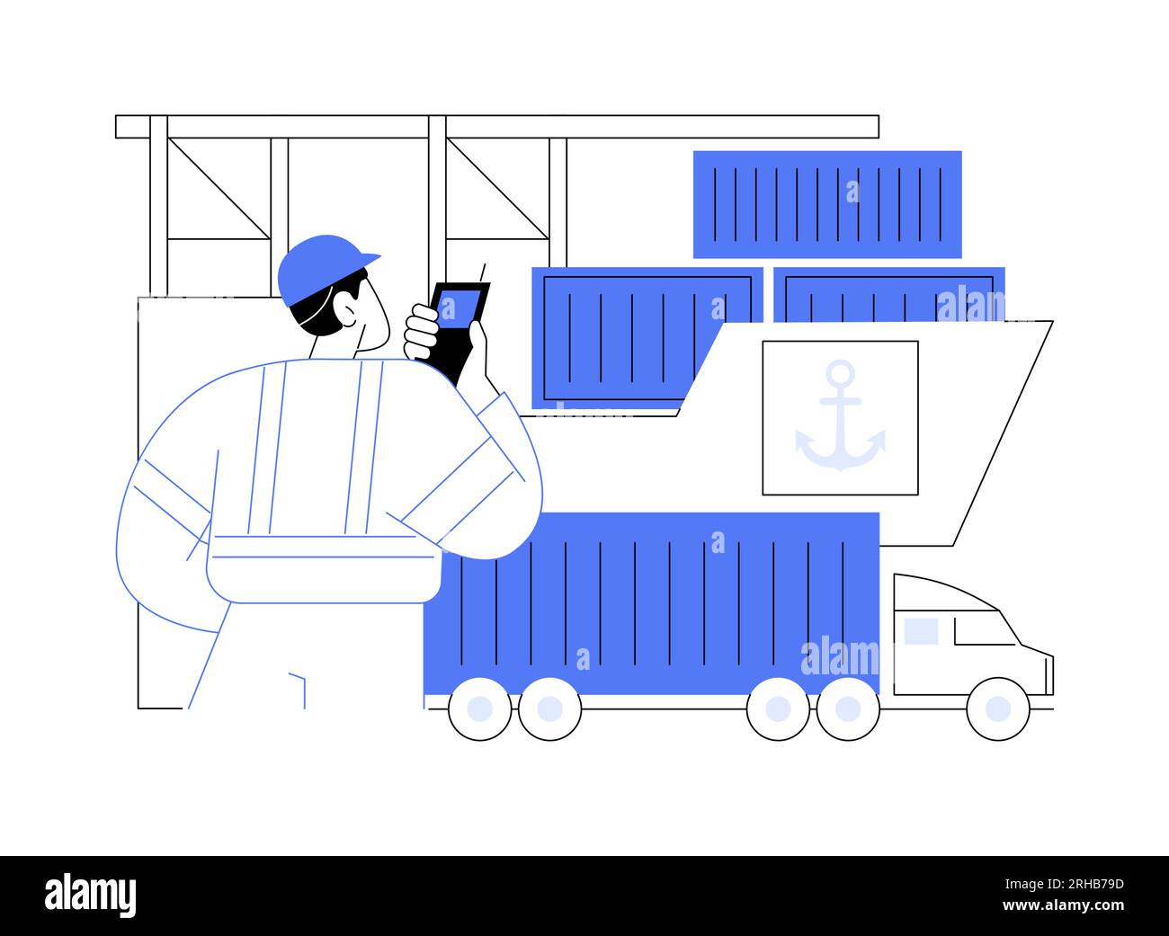 Illustration vectorielle abstraite de concept de transport routier portuaire. Illustration de Vecteur