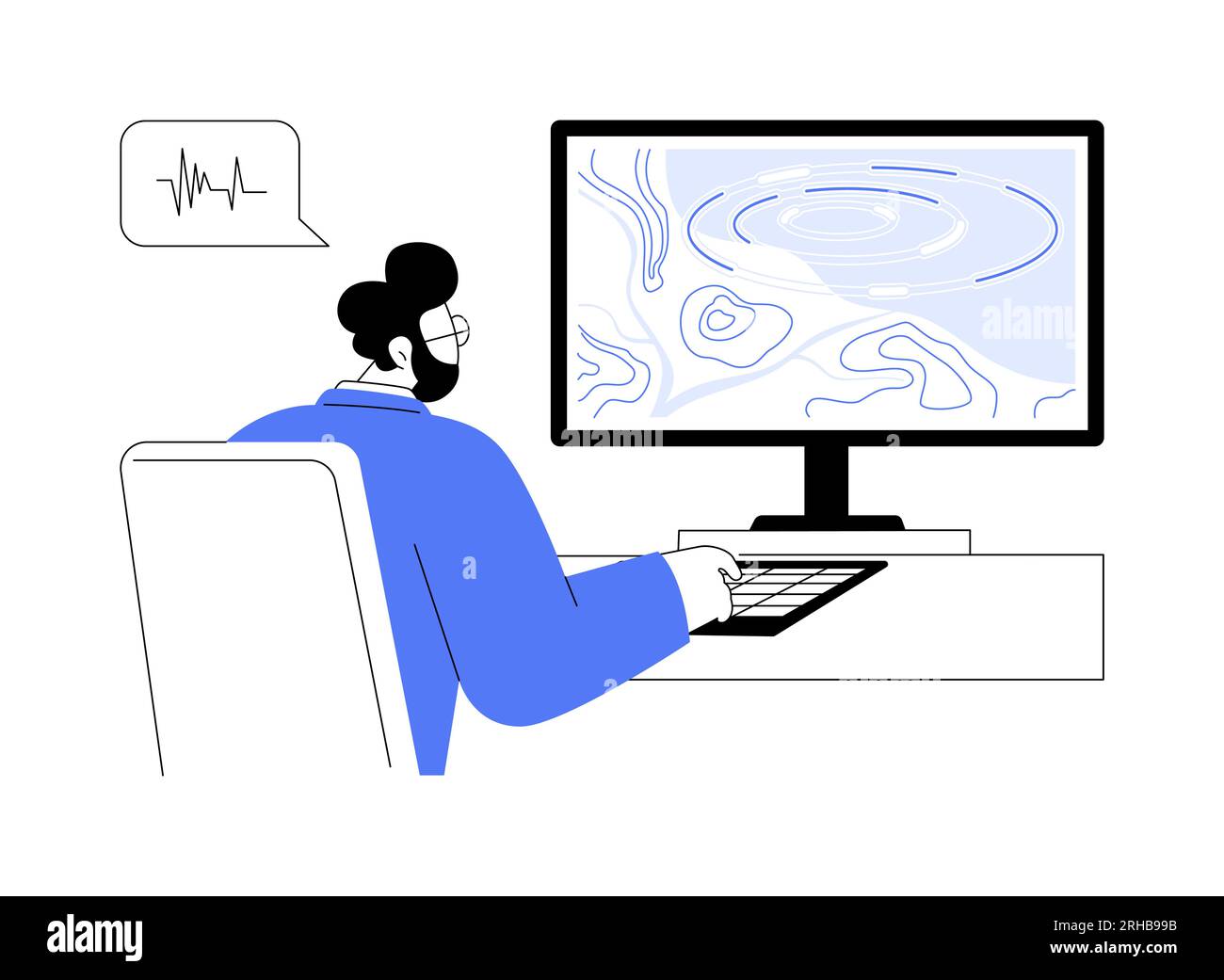 Illustration vectorielle abstraite de concept de logiciel de simulation d'onde sismique. Illustration de Vecteur