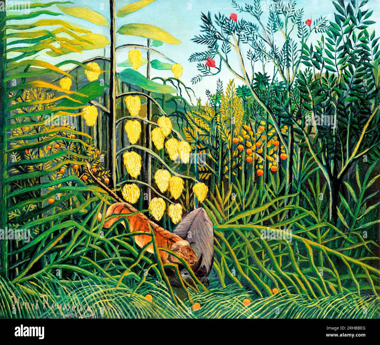 Henri Rousseau dans une forêt tropicale. Banque D'Images