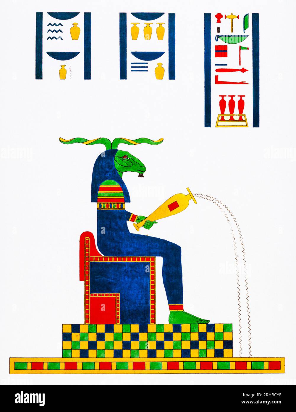 Illustration Khnoum du Panthéon égyptien par Léon Jean Joseph Dubois. Original de la bibliothèque publique de New York. Banque D'Images