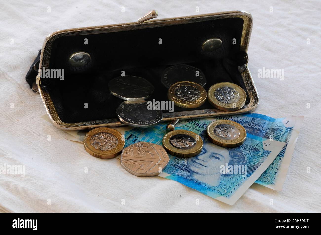 mesdames shabby sac à main et argent, sterling Banque D'Images