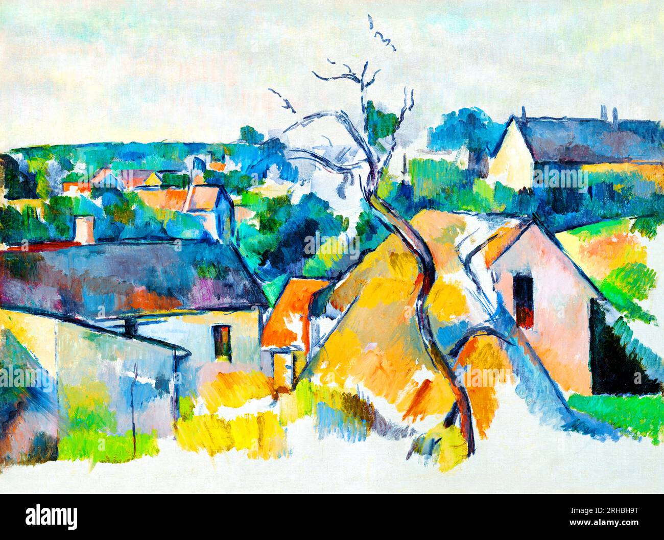 Peinture de paysage urbain sur les toits de Paul Cézanne. Original du Dallas Museum of Art Banque D'Images