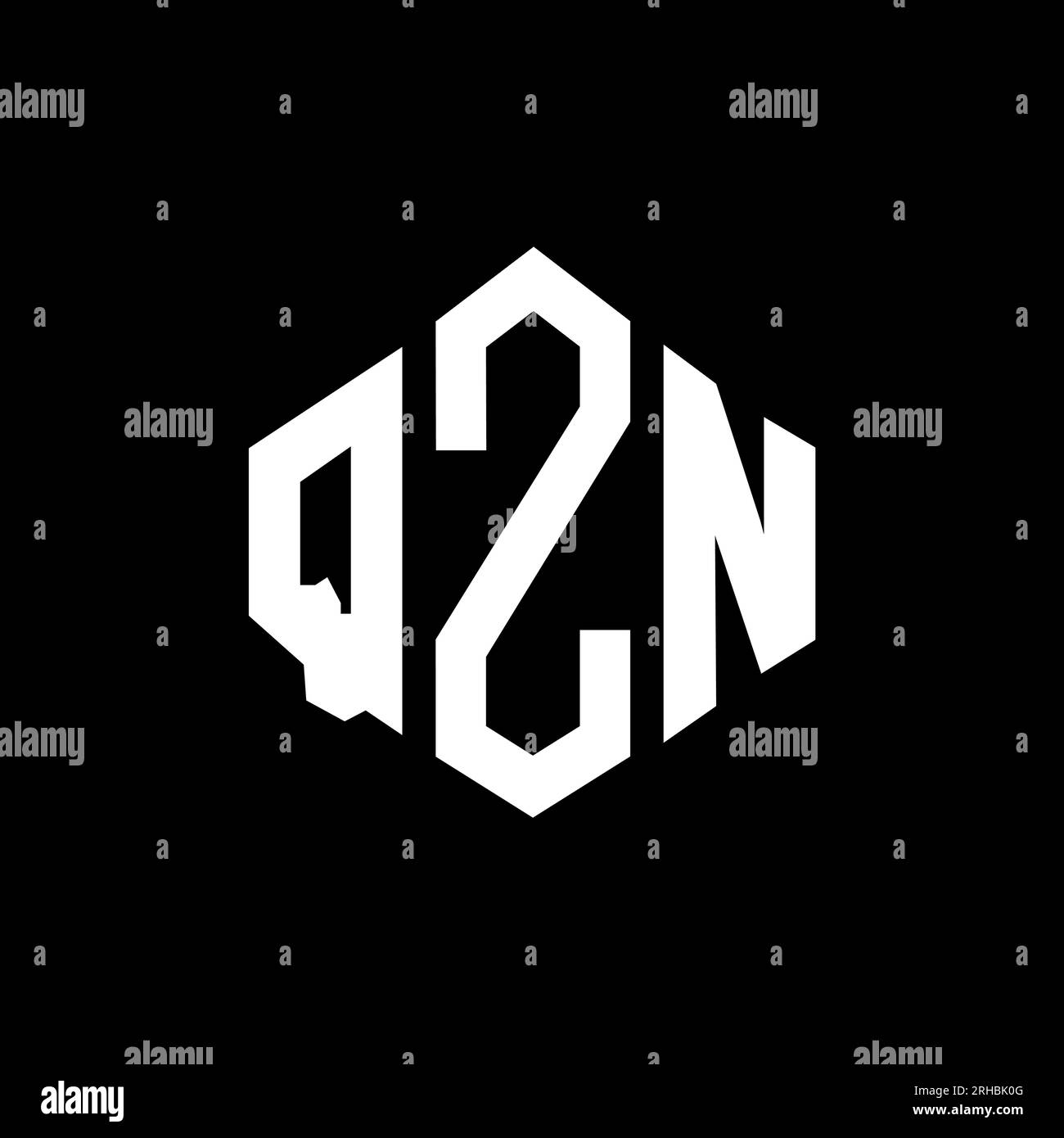 Design de logo de lettre QZN avec forme de polygone. Design de logo en forme de polygone et de cube QZN. Modèle de logo vectoriel QZN hexagone couleurs blanches et noires. QZN monogr Illustration de Vecteur