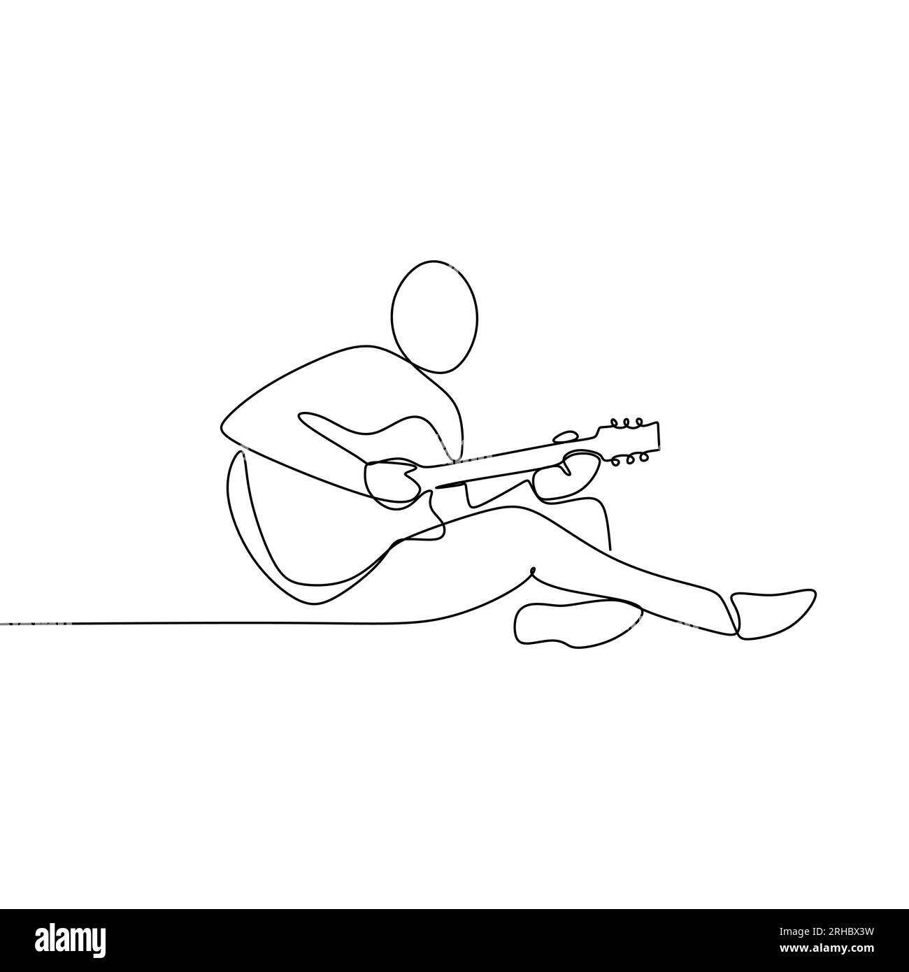 Personne chante une chanson avec guitare acoustique continue une ligne d'art dessin vectoriel illustration design minimaliste Illustration de Vecteur