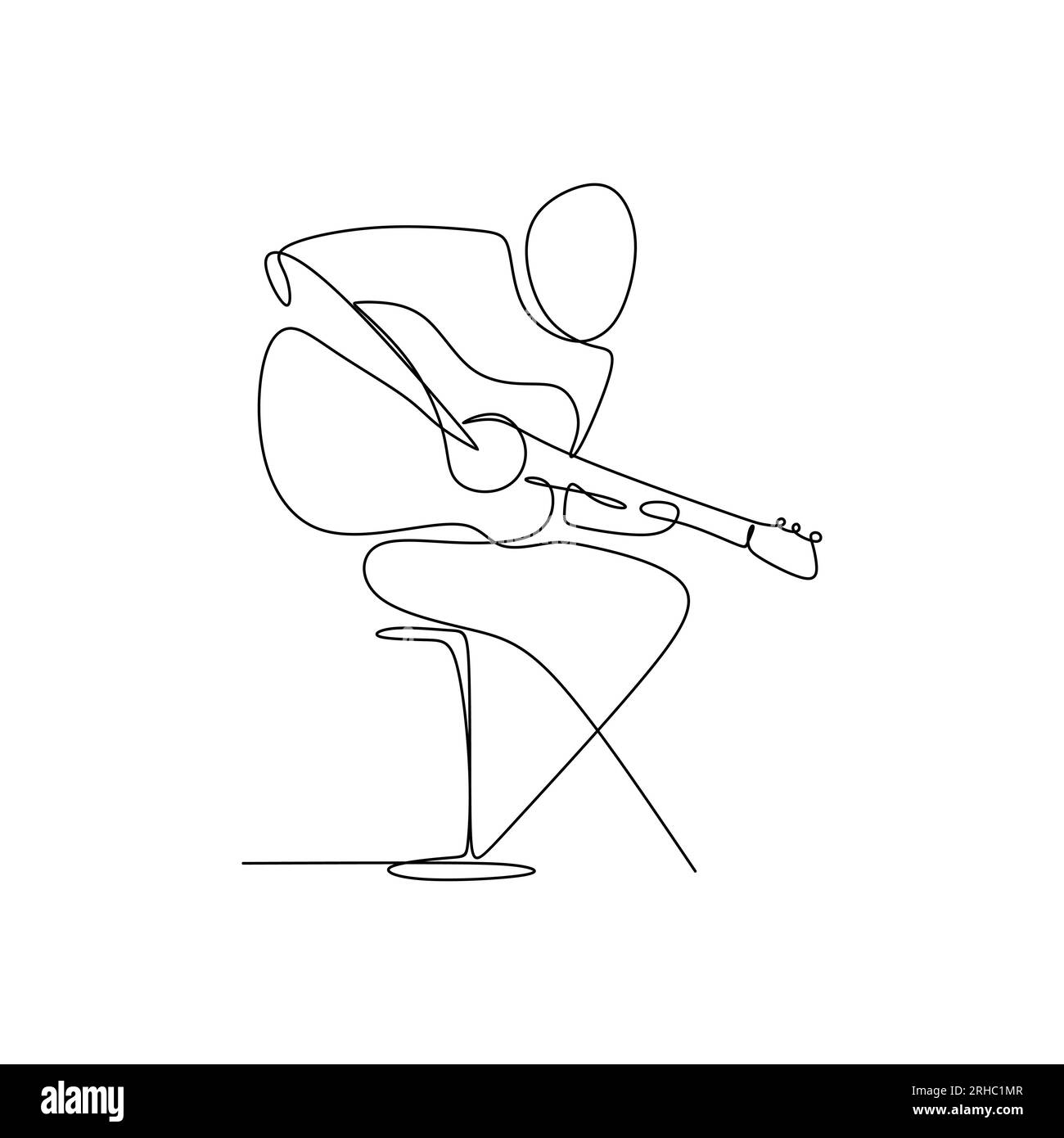 Personne chante une chanson avec guitare classique acoustique continue une ligne dessin d'art vectoriel illustration design minimaliste Illustration de Vecteur