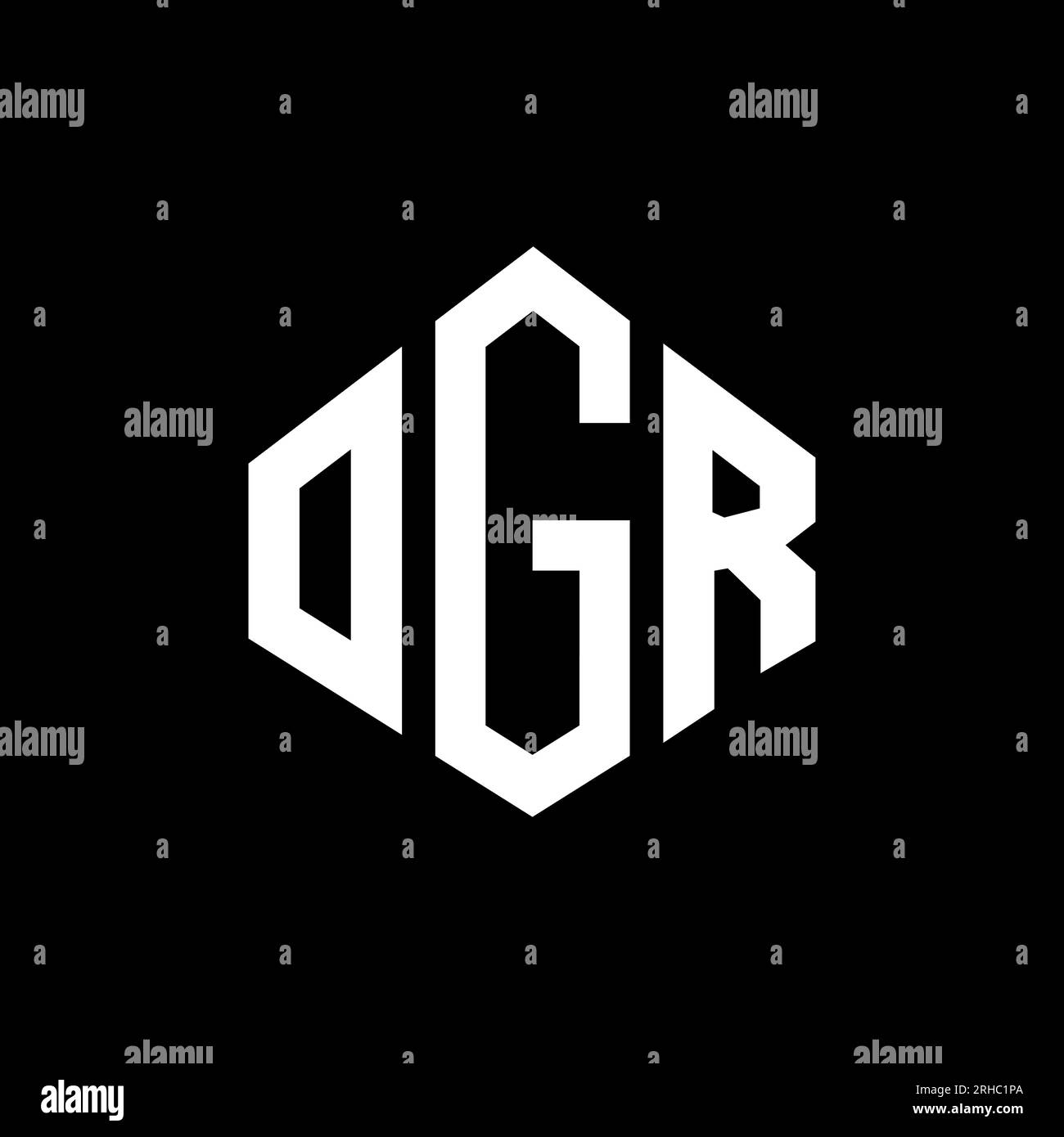 Logo de lettre OGR avec forme de polygone. Logo en forme de polygone et de cube OGR. Modèle de logo vectoriel hexagone OGR couleurs blanches et noires. Monogr. OGR Illustration de Vecteur