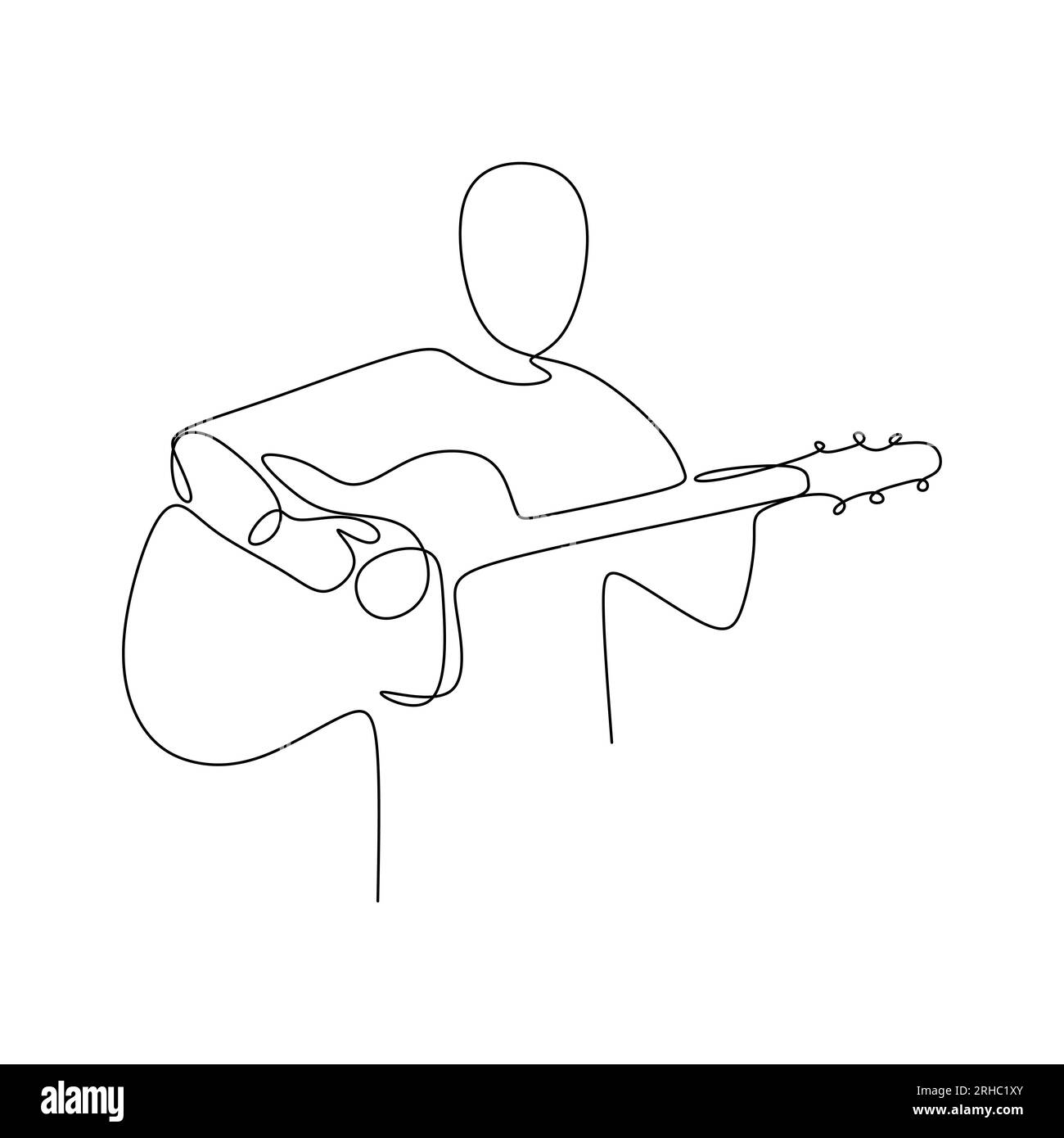 Personne chante une chanson avec guitare classique acoustique continue une ligne dessin d'art vectoriel illustration design minimaliste Illustration de Vecteur