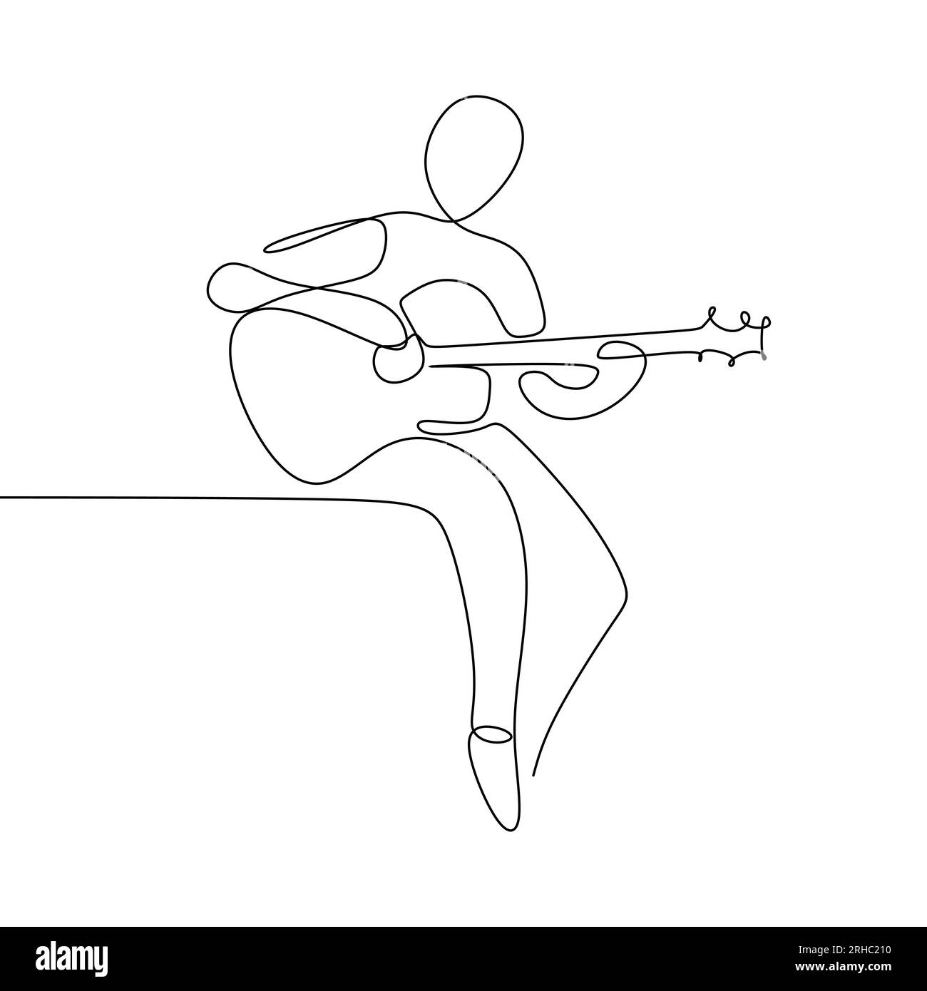 Personne chante une chanson avec guitare classique acoustique continue une ligne dessin d'art vectoriel illustration design minimaliste Illustration de Vecteur