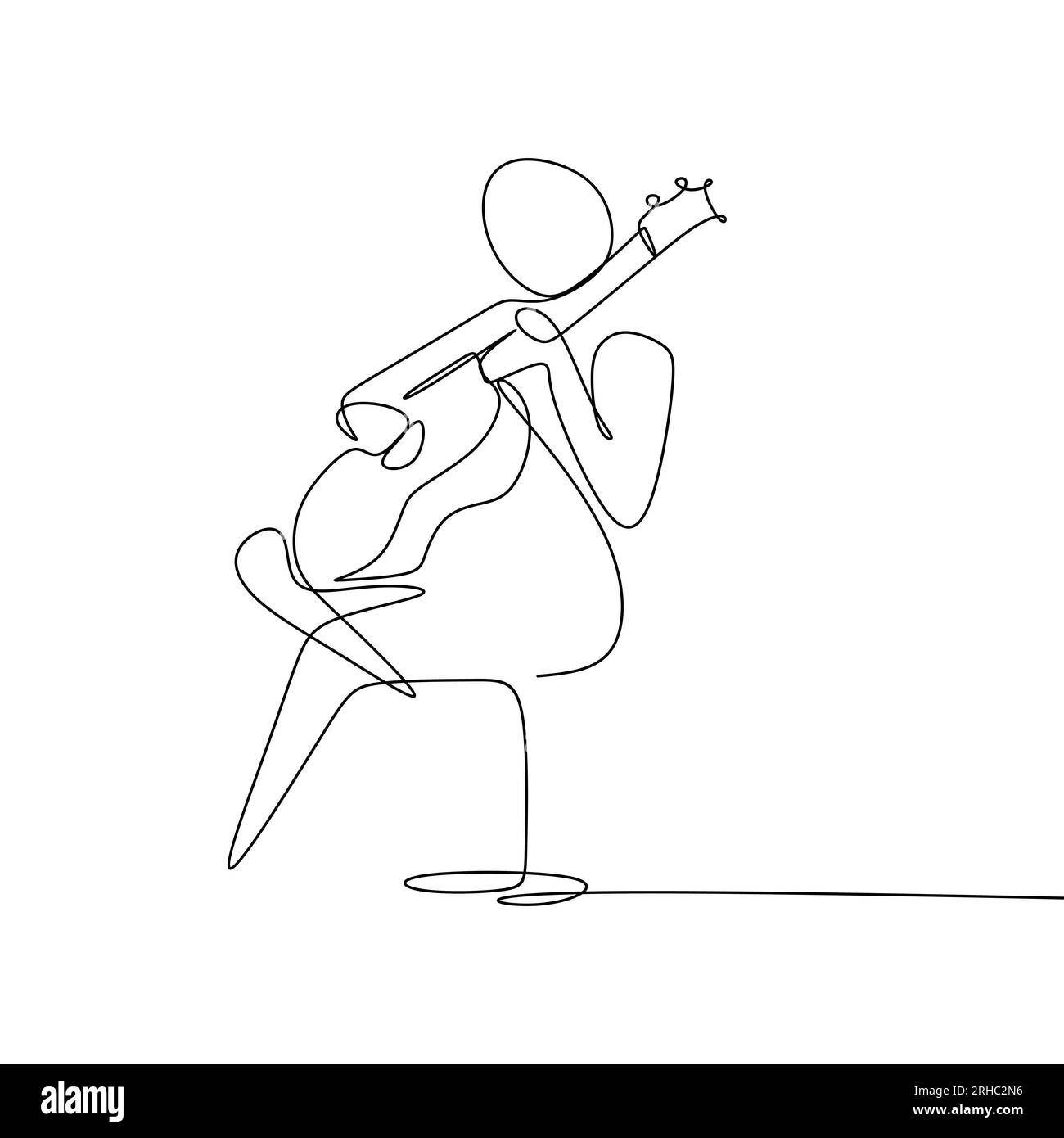 Personne chante une chanson avec guitare classique acoustique continue une ligne dessin d'art vectoriel illustration design minimaliste Illustration de Vecteur