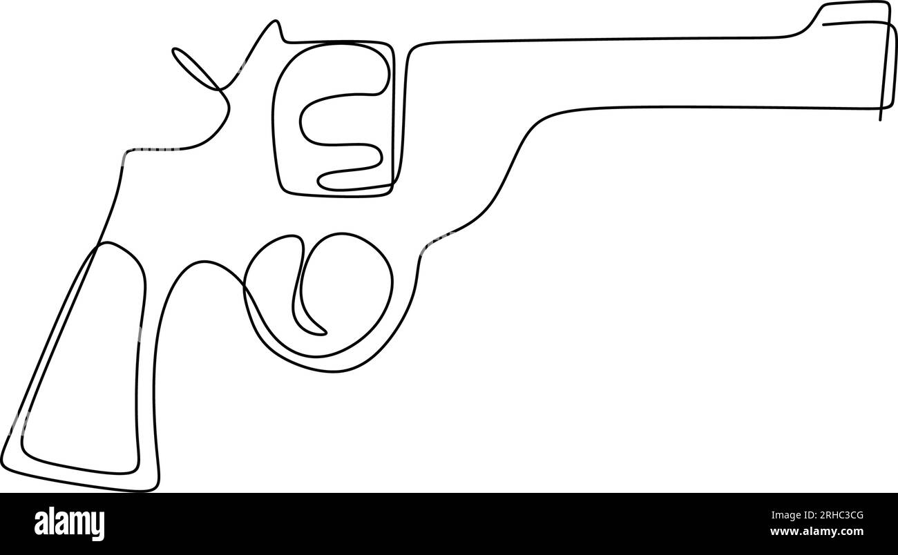 dessin au trait continu du pistolet. Illustration de Vecteur