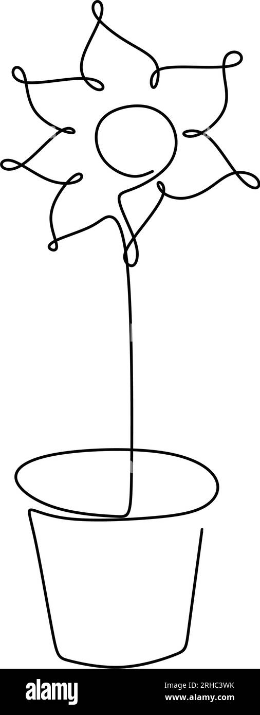 Dessin au trait continu de belles fleurs. Illustration de Vecteur