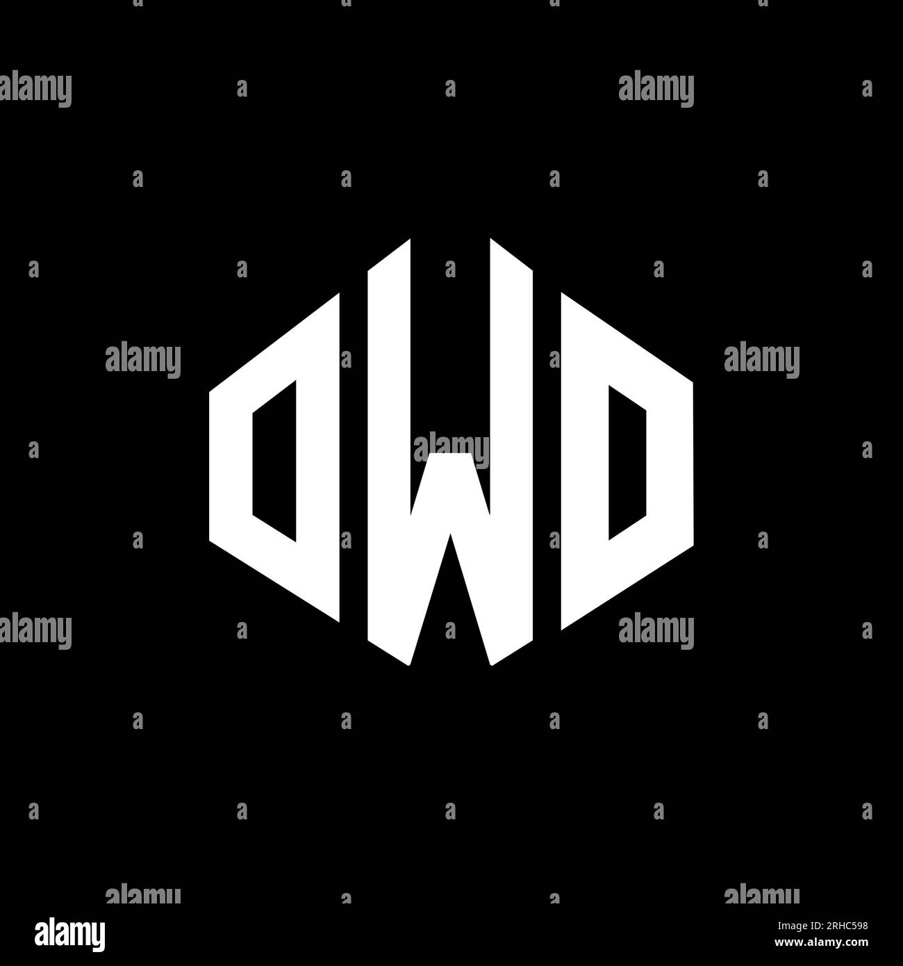 Logo de lettre OWO avec forme de polygone. Logo en forme de polygone et de cube OWO. Modèle de logo vectoriel hexagone OWO couleurs blanches et noires. OWO monogr Illustration de Vecteur