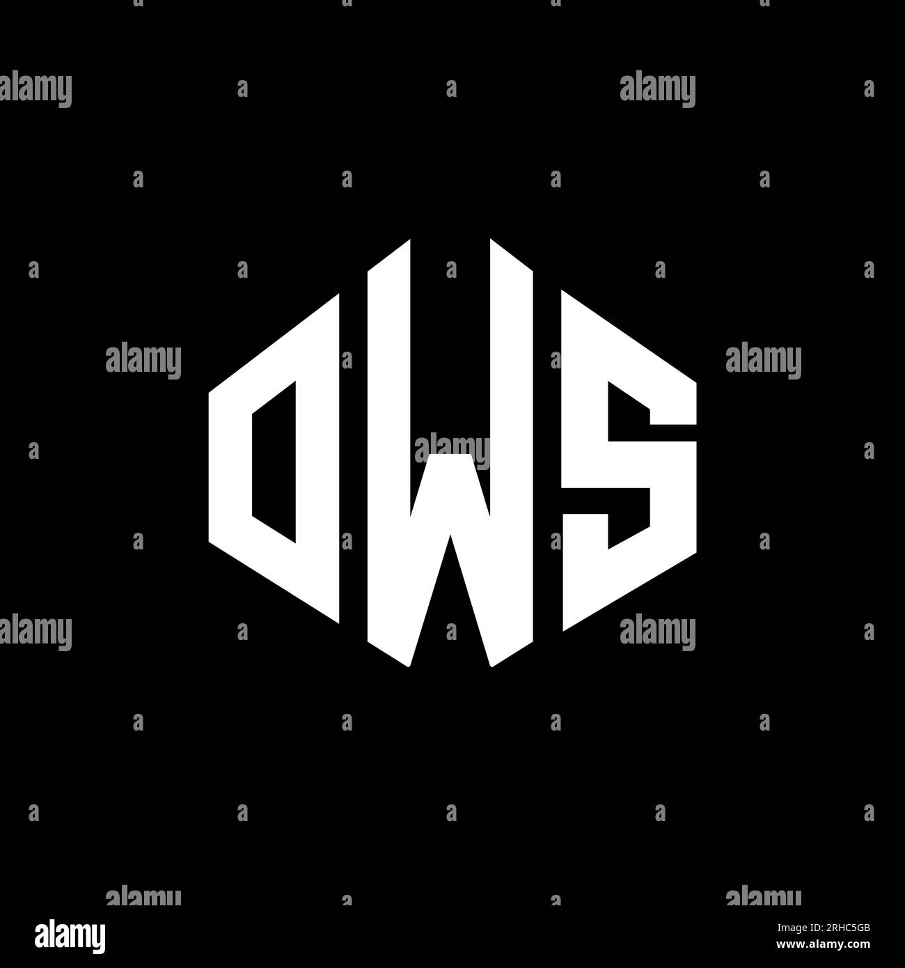 Logo de lettre OWS avec forme de polygone. Design de logo en forme de polygone et de cube OWS. Modèle de logo vectoriel hexagone OWS couleurs blanches et noires. Monogr. OWS Illustration de Vecteur