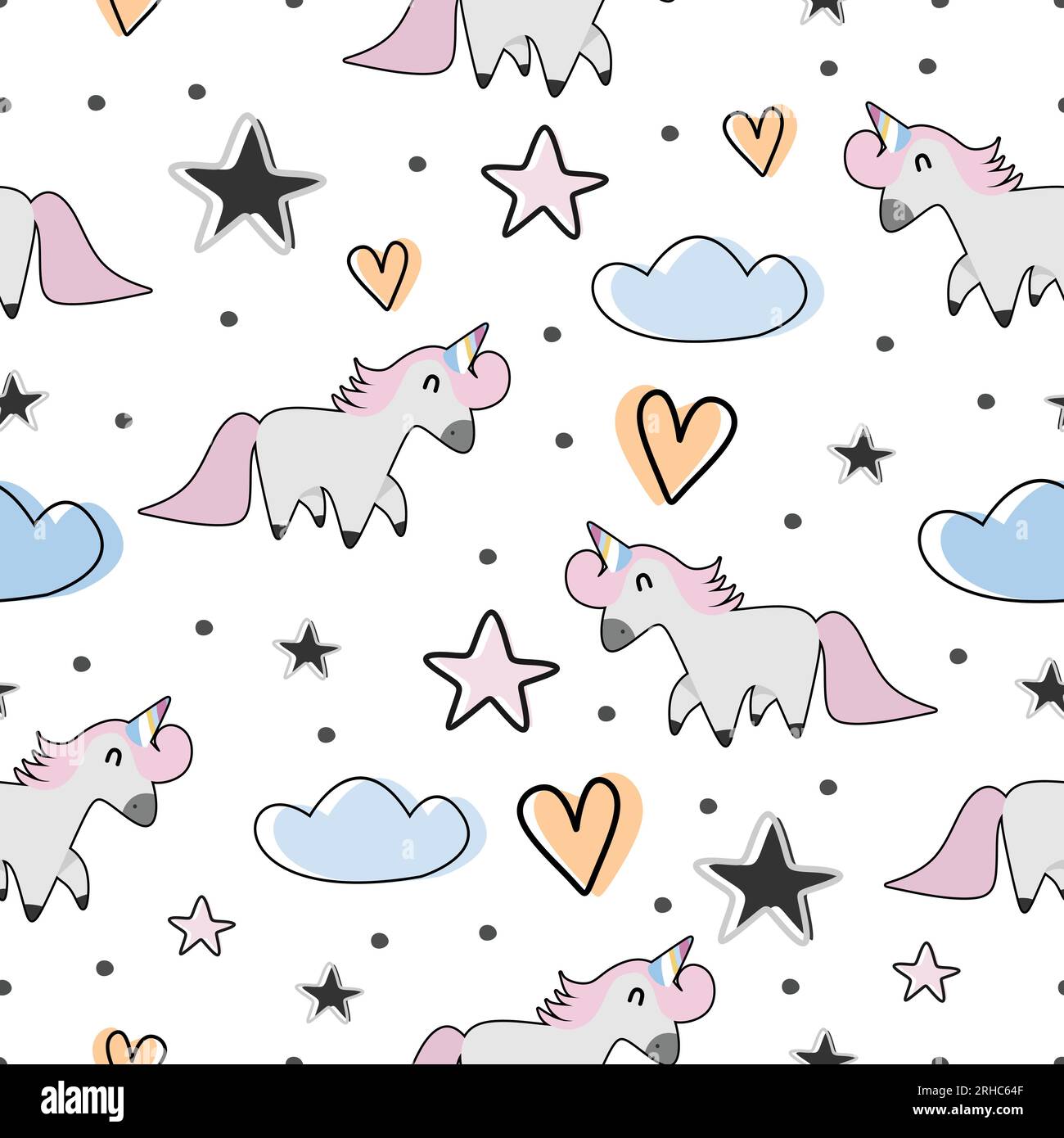 Motif licorne sans couture pour imprimé textile de mode bébé et enfant. Moment drôle bon pour les vêtements et la couverture. Illustration de Vecteur