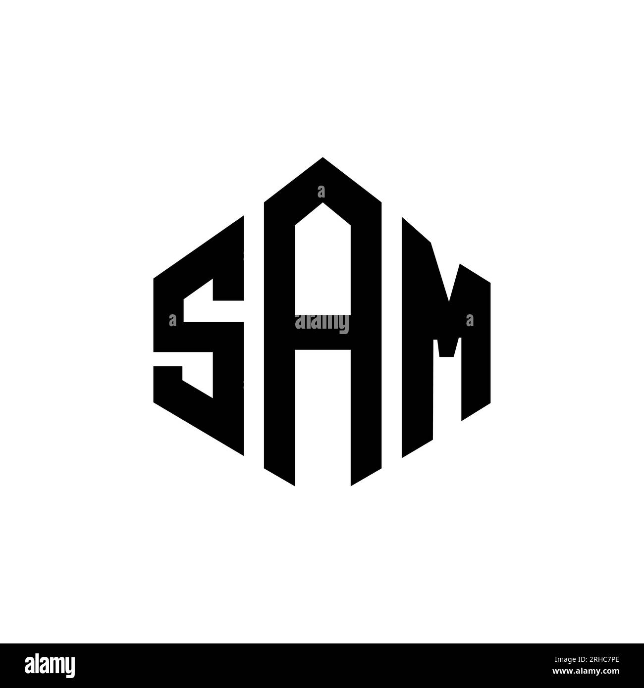 Logo de lettre SAM avec forme de polygone. Logo en forme de polygone et cube SAM. Modèle de logo vectoriel SAM hexagone couleurs blanches et noires. SAM monogr Illustration de Vecteur