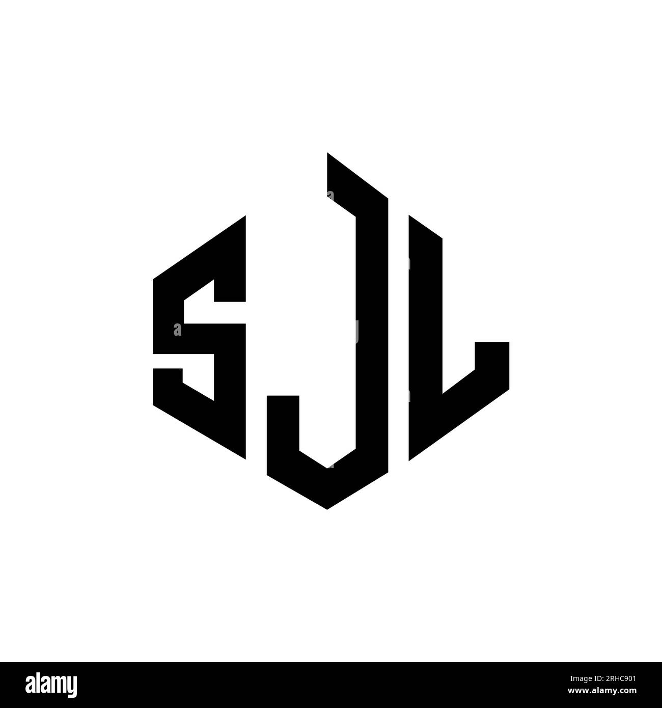 Logo de lettre SJL avec forme de polygone. Logo en forme de polygone et de cube SJL. Modèle de logo vectoriel hexagone SJL couleurs blanches et noires. SJL monogr Illustration de Vecteur