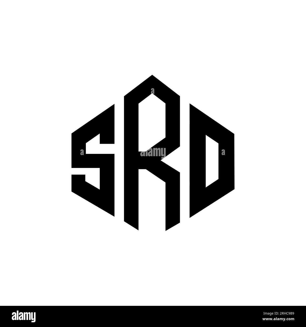 Logo de lettre SRO avec forme de polygone. Logo en forme de polygone et de cube SRO. Modèle de logo vectoriel hexagone SRO couleurs blanches et noires. SRO monogr Illustration de Vecteur