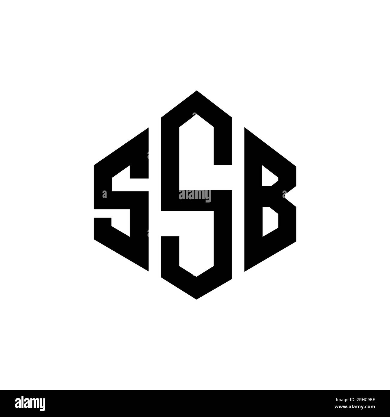 Logo de lettre SSB avec forme de polygone. Logo en forme de polygone et de cube SSB. Modèle de logo vectoriel SSB hexagone couleurs blanches et noires. Monogr. SSB Illustration de Vecteur