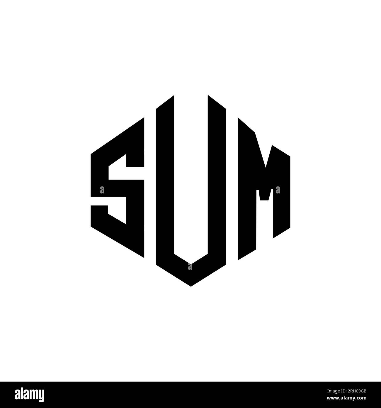 Logo de lettre SUM avec forme de polygone. Logo en forme de polygone et de cube SUM. SOMME modèle de logo vectoriel hexagone couleurs blanc et noir. SOMME monogr Illustration de Vecteur