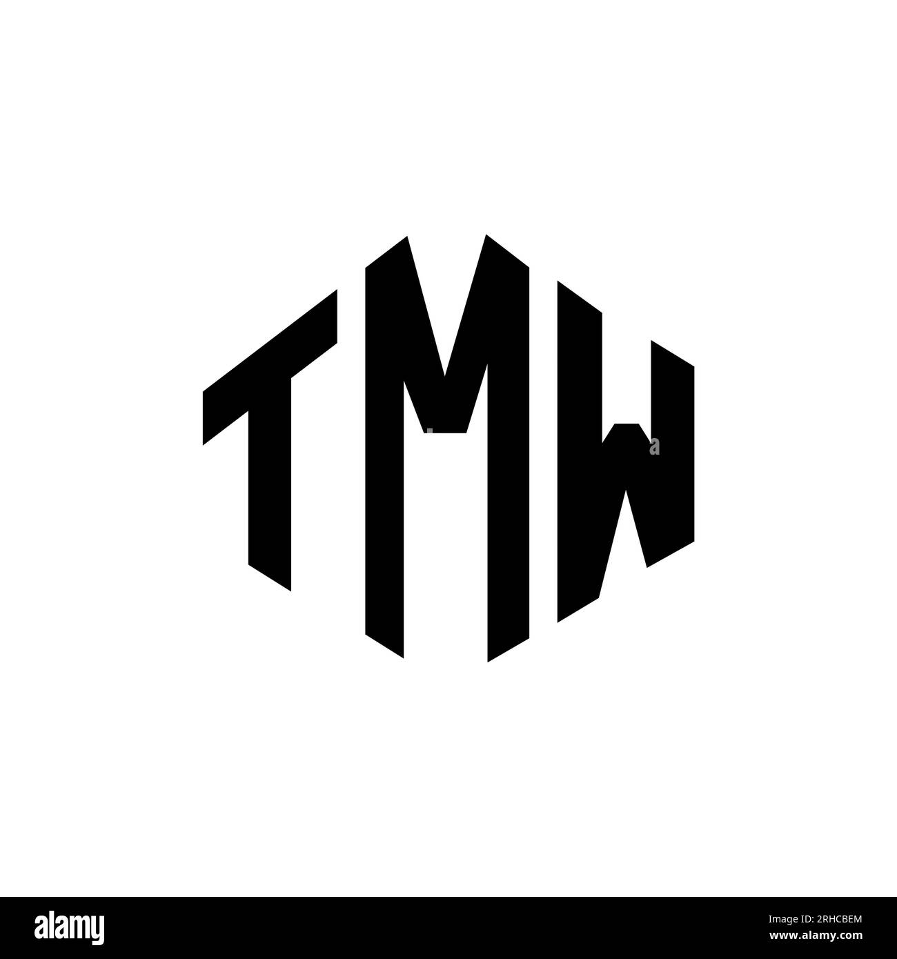 Logo de lettre TMW en forme de polygone. Logo en forme de polygone et de cube TMW. Modèle de logo vectoriel hexagonal TMW couleurs blanc et noir. TMW monogr Illustration de Vecteur