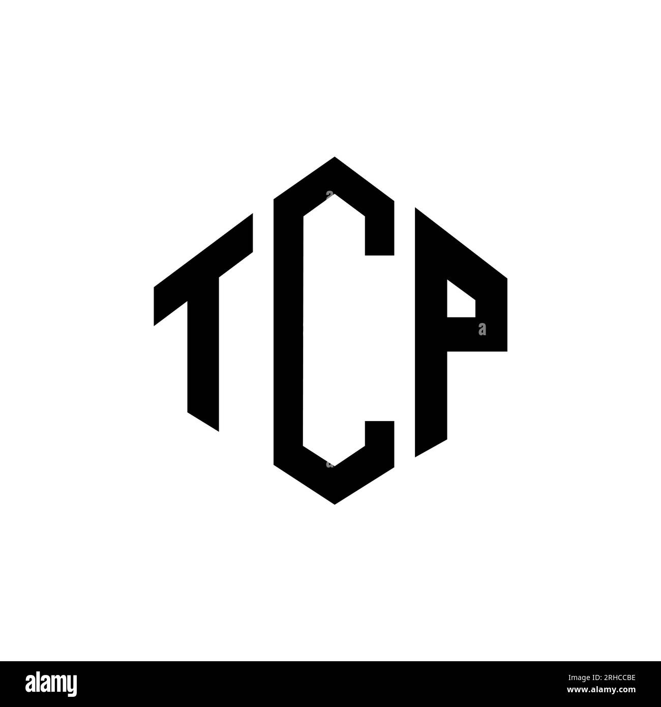 Conception de logo de lettre TCP avec forme de polygone. Design de logo en forme de polygone et de cube TCP. Modèle de logo vectoriel TCP hexagone couleurs blanches et noires. Monogr. TCP Illustration de Vecteur