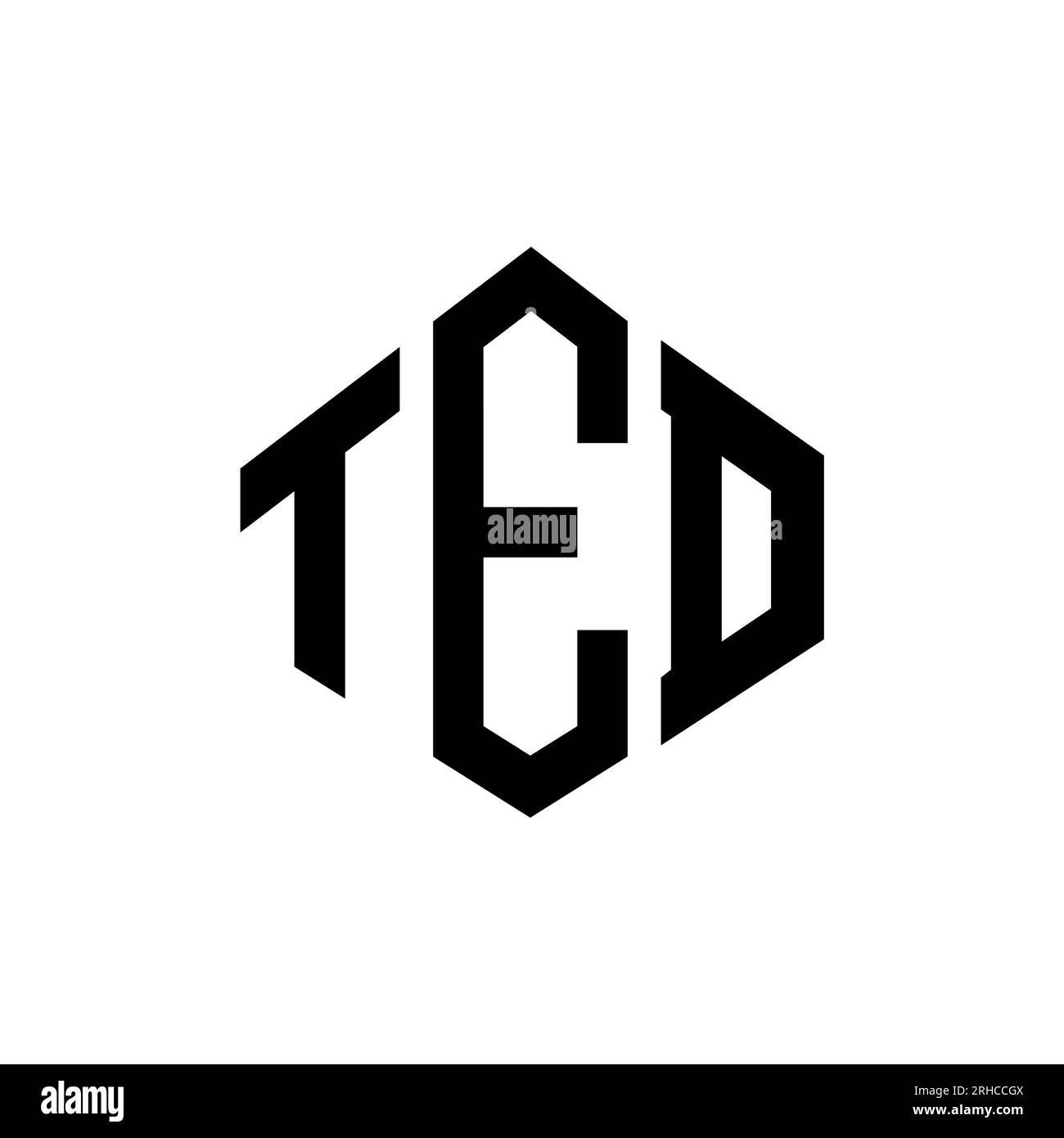 Logo de lettre TED avec forme de polygone. Logo en forme de polygone TED et de cube. Modèle de logo vectoriel hexagone TED couleurs blanc et noir. TED monogr Illustration de Vecteur