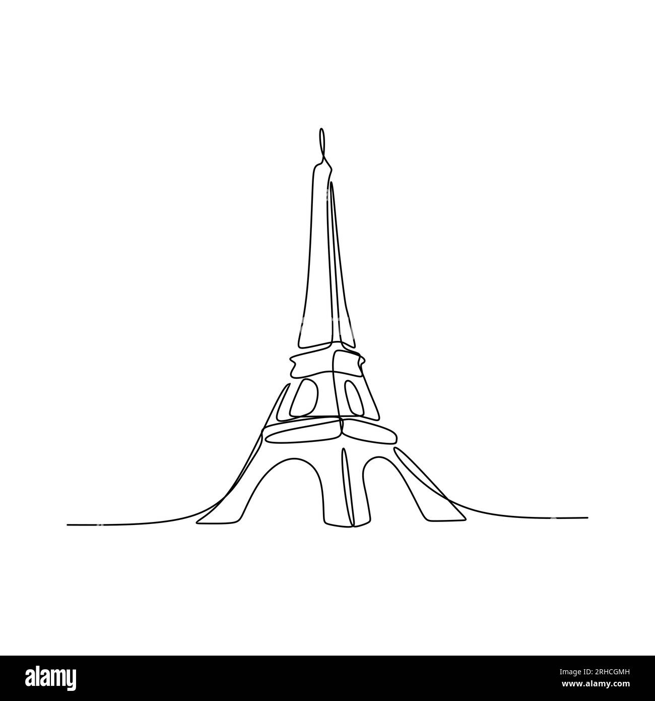 Paris Tour eiffel illustration vectorielle dessinée à la main dessin au trait continu dessin unique isolé sur fond blanc Illustration de Vecteur
