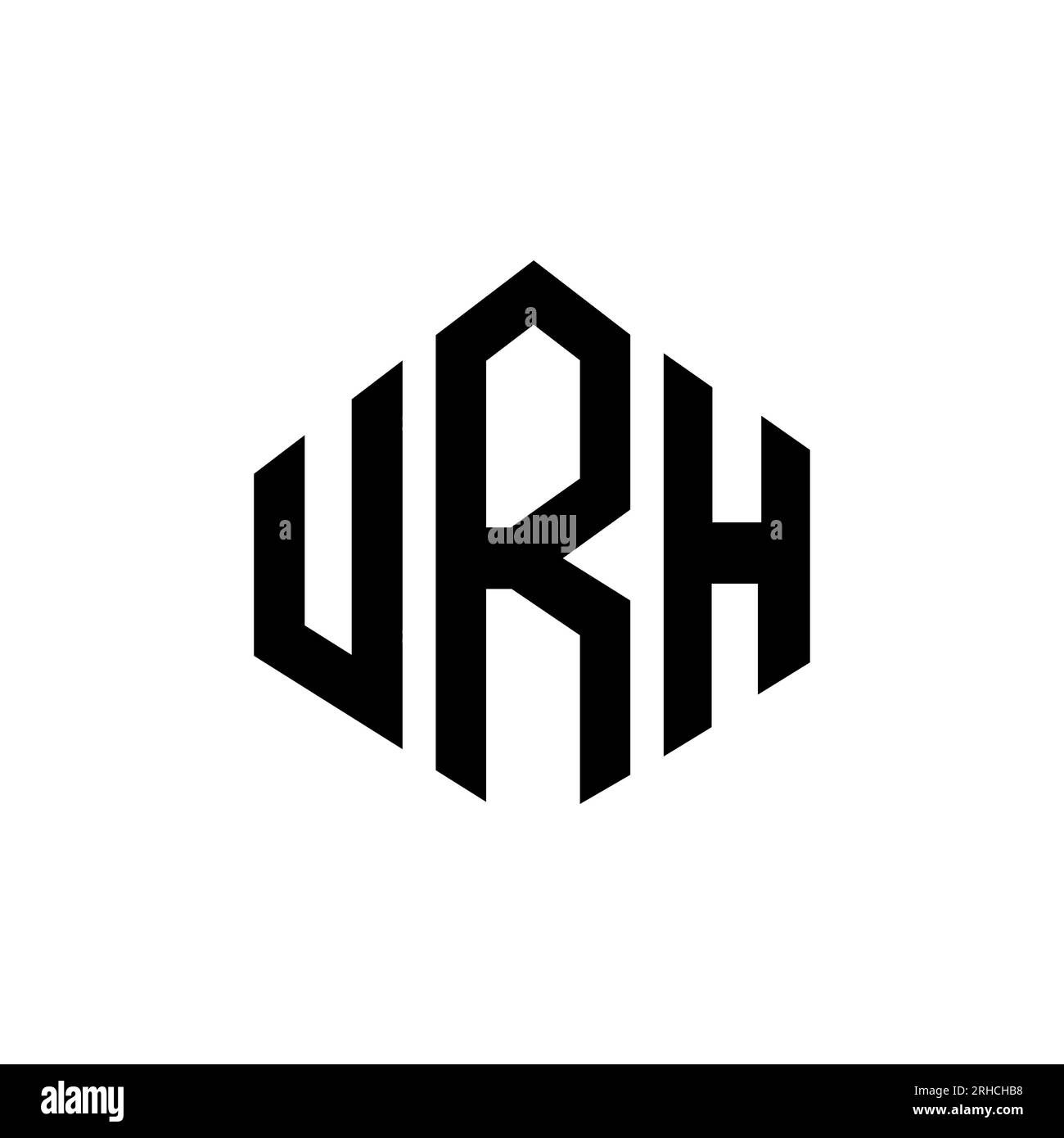 Design de logo de lettre URH avec forme de polygone. Polygone URH