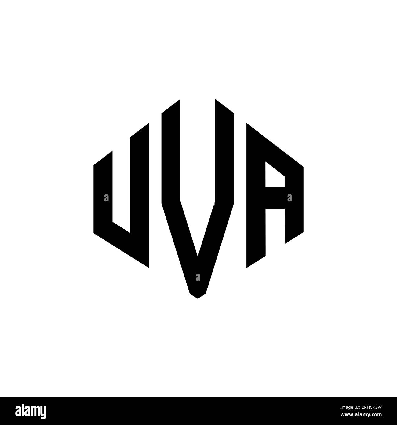 Logo de lettre UVA avec forme de polygone. Logo en forme de polygone UVA et de cube. Modèle de logo vectoriel hexagone UVA couleurs blanches et noires. UVA monogr Illustration de Vecteur