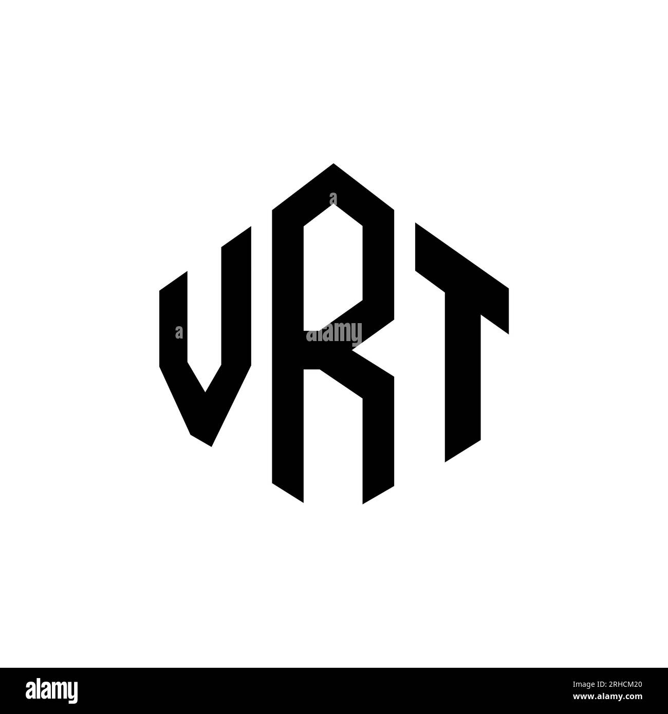 Logo de lettre VRT avec forme de polygone. Logo en forme de polygone et de cube VRT. Modèle de logo vectoriel VRT hexagone couleurs blanches et noires. VRT monogr Illustration de Vecteur