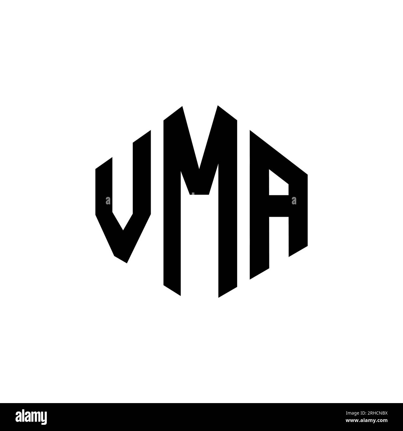 Logo de lettre VMA avec forme de polygone. Logo en forme de polygone et de cube VMA. Modèle de logo vectoriel hexagone VMA couleurs blanc et noir. Monogr. VMA Illustration de Vecteur