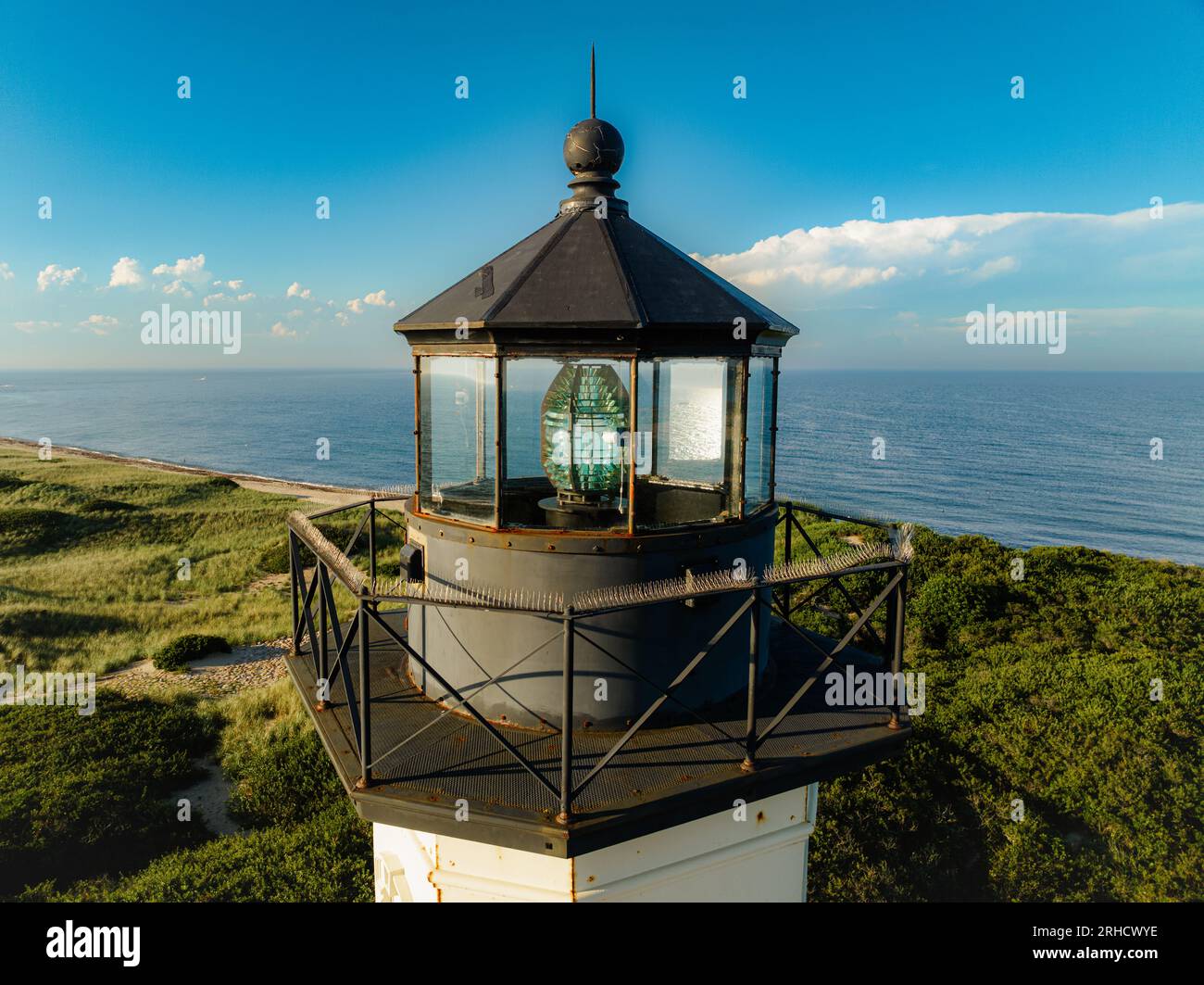 En fin d'après-midi, photo d'été du phare nord, New Shoreham, Block Island, Rhode Island. Août 2023 Banque D'Images