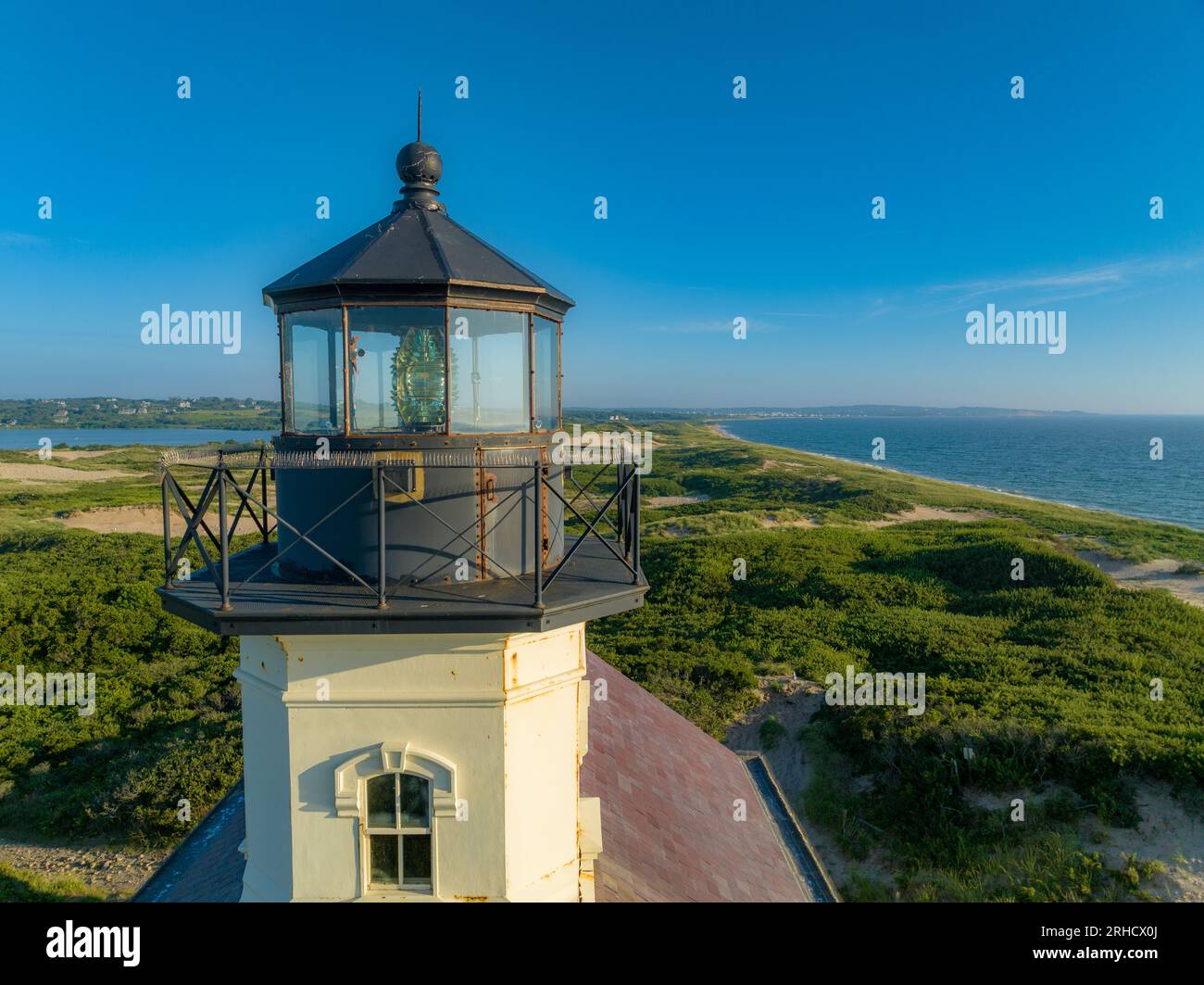 En fin d'après-midi, photo d'été du phare nord, New Shoreham, Block Island, Rhode Island. Août 2023 Banque D'Images
