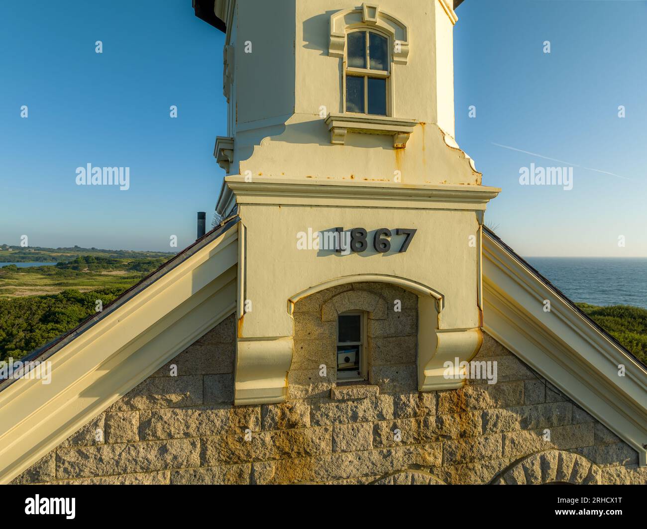 En fin d'après-midi, photo d'été du phare nord, New Shoreham, Block Island, Rhode Island. Août 2023 Banque D'Images