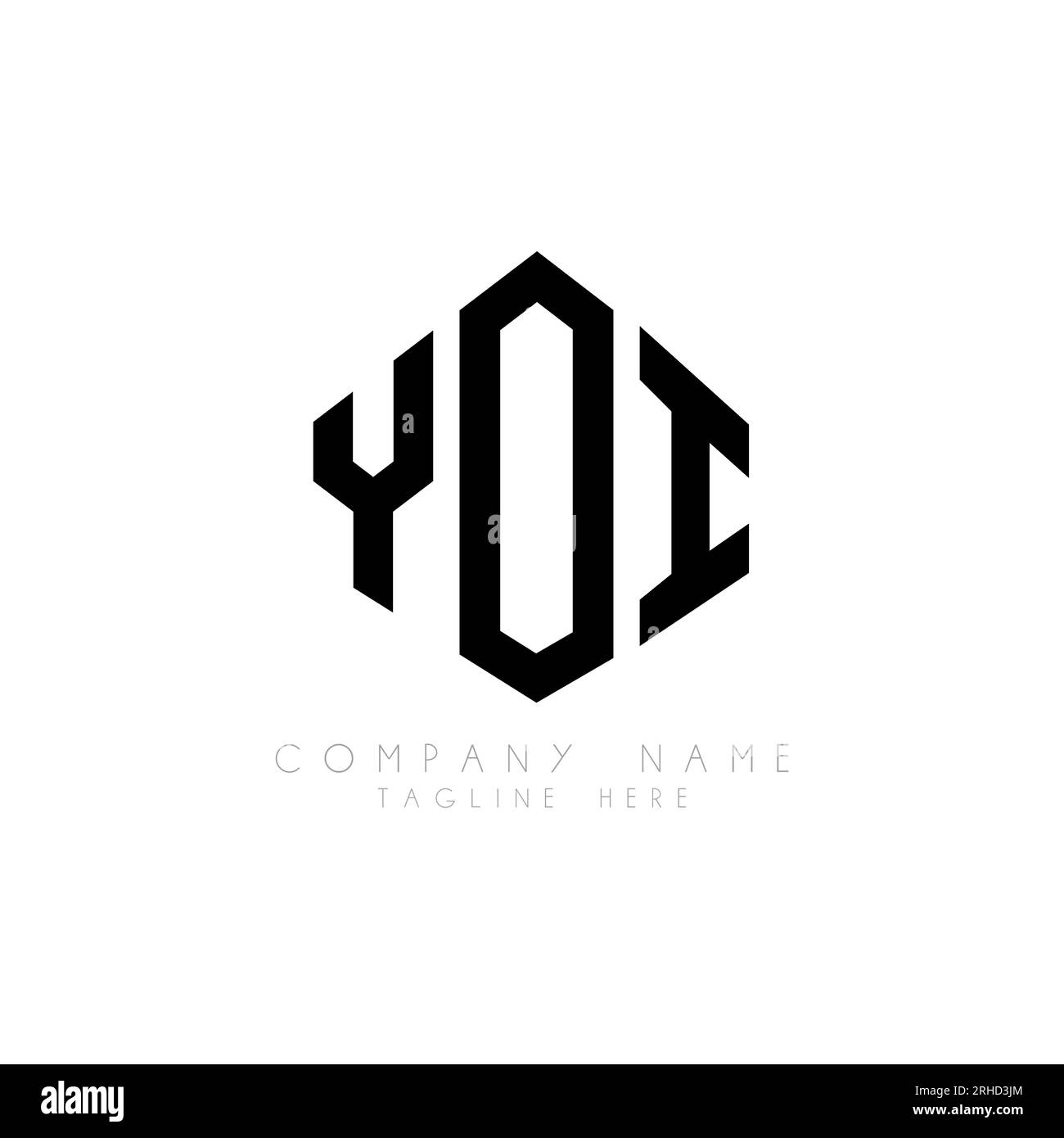 Conception de logo de lettre YOI avec forme de polygone. Conception de logo en forme de polygone et de cube YOI. Modèle de logo vectoriel YOI hexagone couleurs blanches et noires. YOI Illustration de Vecteur