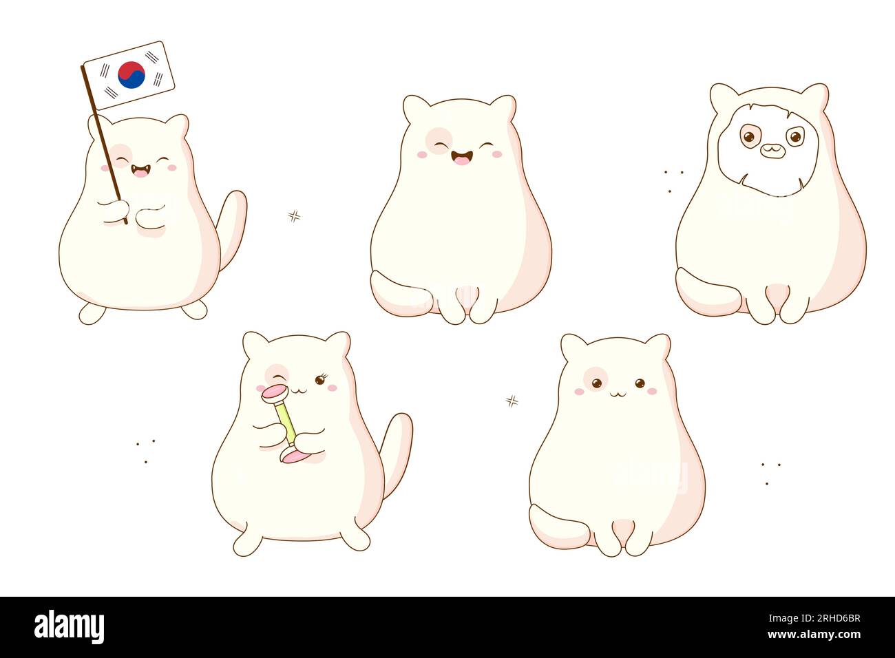 clipart chats coréen mignon kawaii. Illustration vectorielle isolée sur fond blanc Illustration de Vecteur