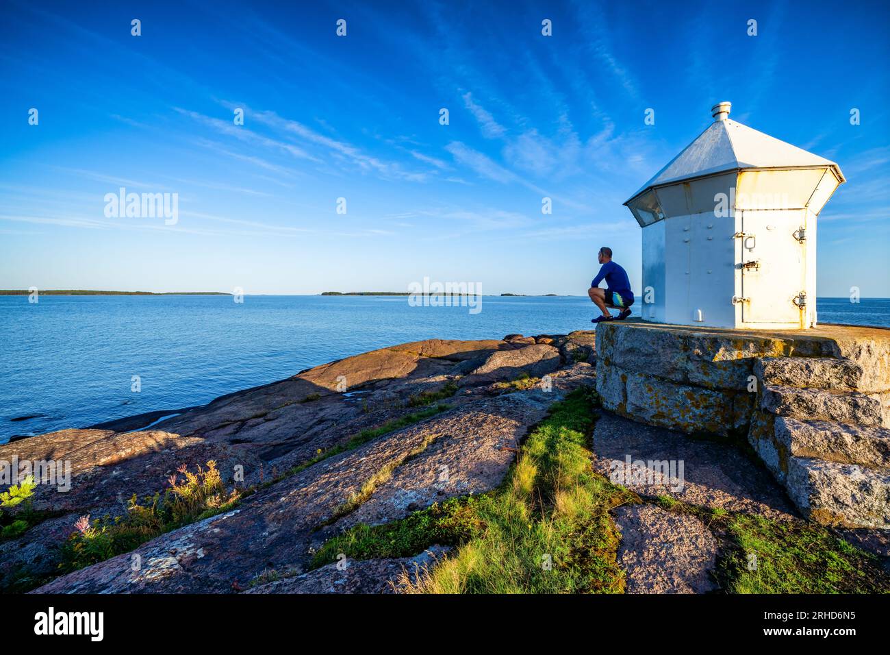 Petit phare sur les îles Äggskär, Porvoo, Finlande Banque D'Images