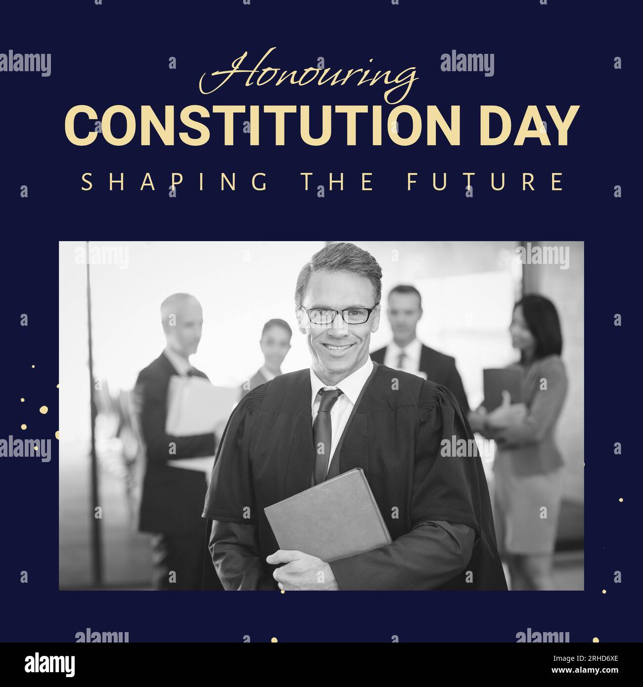 Composite de texte honorant le jour de la constitution sur un avocat caucasien Banque D'Images