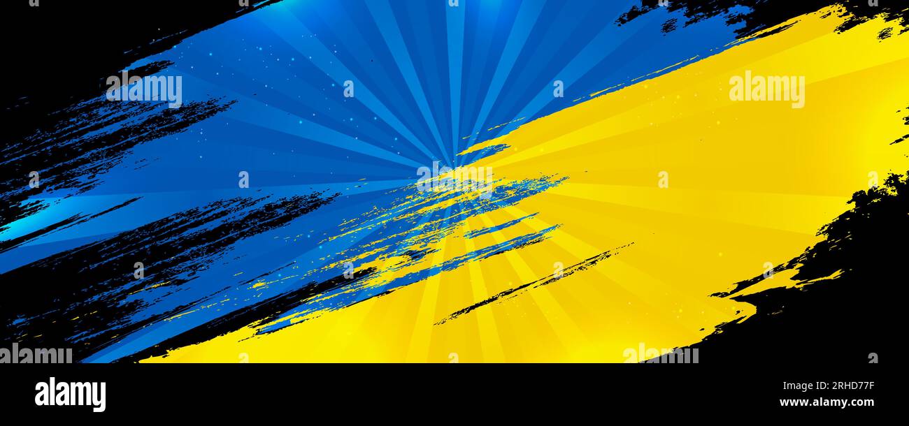 Drapeau de l'Ukraine avec concept de brosse. Drapeau de l'Ukraine dans le style Grunge. Priez pour l’Ukraine. Drapeau de pinceau peint à la main du pays de l'Ukraine Illustration de Vecteur