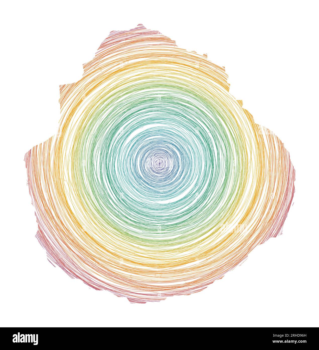 Carte de Marie-Galante remplie de cercles concentriques. Esquissez des cercles de style en forme d'îlot. Illustration vectorielle. Illustration de Vecteur