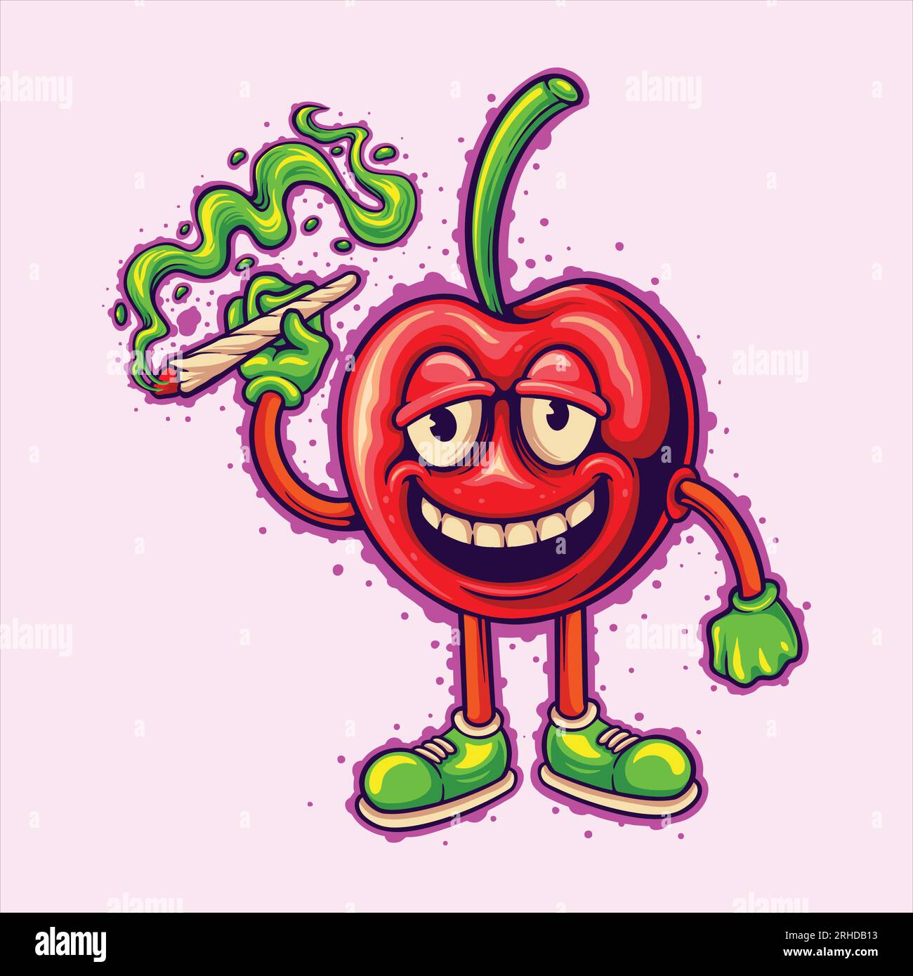 Rire fruité Funny cannabis Cherry Flavor Smoking Weed illustrations vectorielles pour votre logo de travail, t-shirt de marchandises, autocollants et dessins d'étiquettes, po Illustration de Vecteur