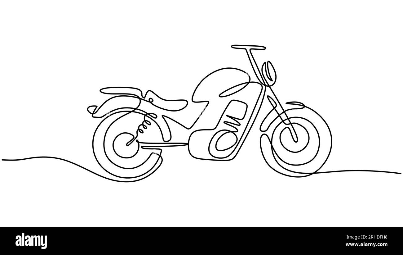 Un dessin au trait de moto de sport isolé sur fond blanc. Minimalisme continu à ligne unique. Illustration de Vecteur