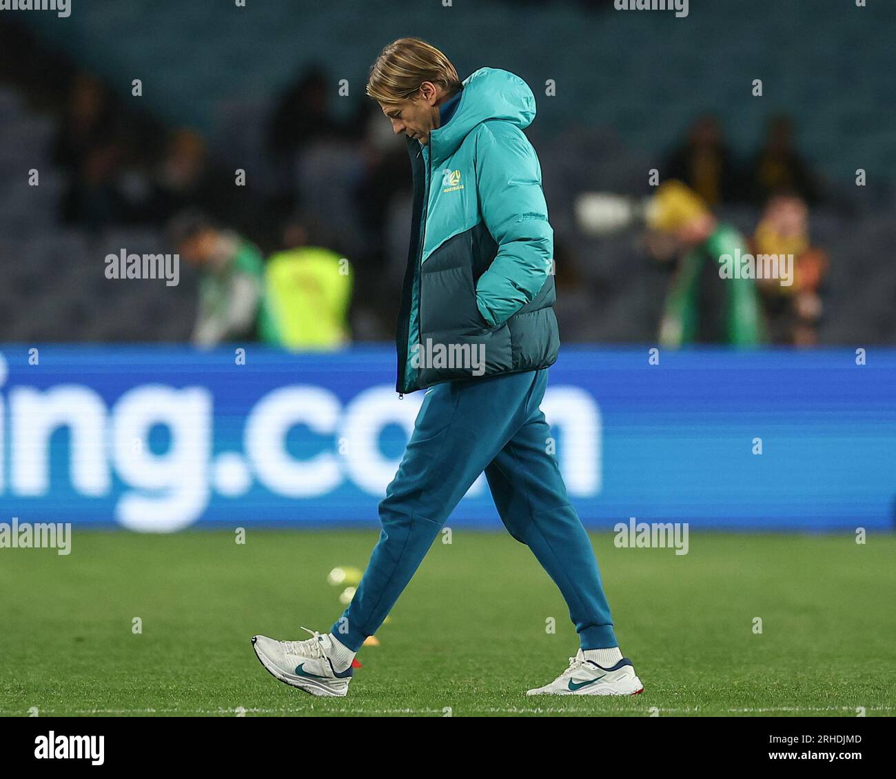 Sydney, Australie. 16 août 2023. Tony Gustavsson Manager de l'Australie arrive lors du match de demi-finale de la coupe du monde féminine de la FIFA 2023 Australie femmes vs Angleterre femmes au Stadium Australia, Sydney, Australie, le 16 août 2023 (photo de Patrick Hoelscher/News Images) à Sydney, Australie le 8/16/2023. (Photo de Patrick Hoelscher/News Images/Sipa USA) crédit : SIPA USA/Alamy Live News Banque D'Images